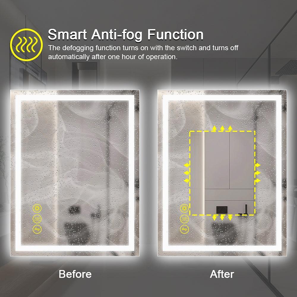 GlareGuard Rectangular Anti-Fog Dimmable Backlit LED Bathroom Vanity Mirror - Image 47