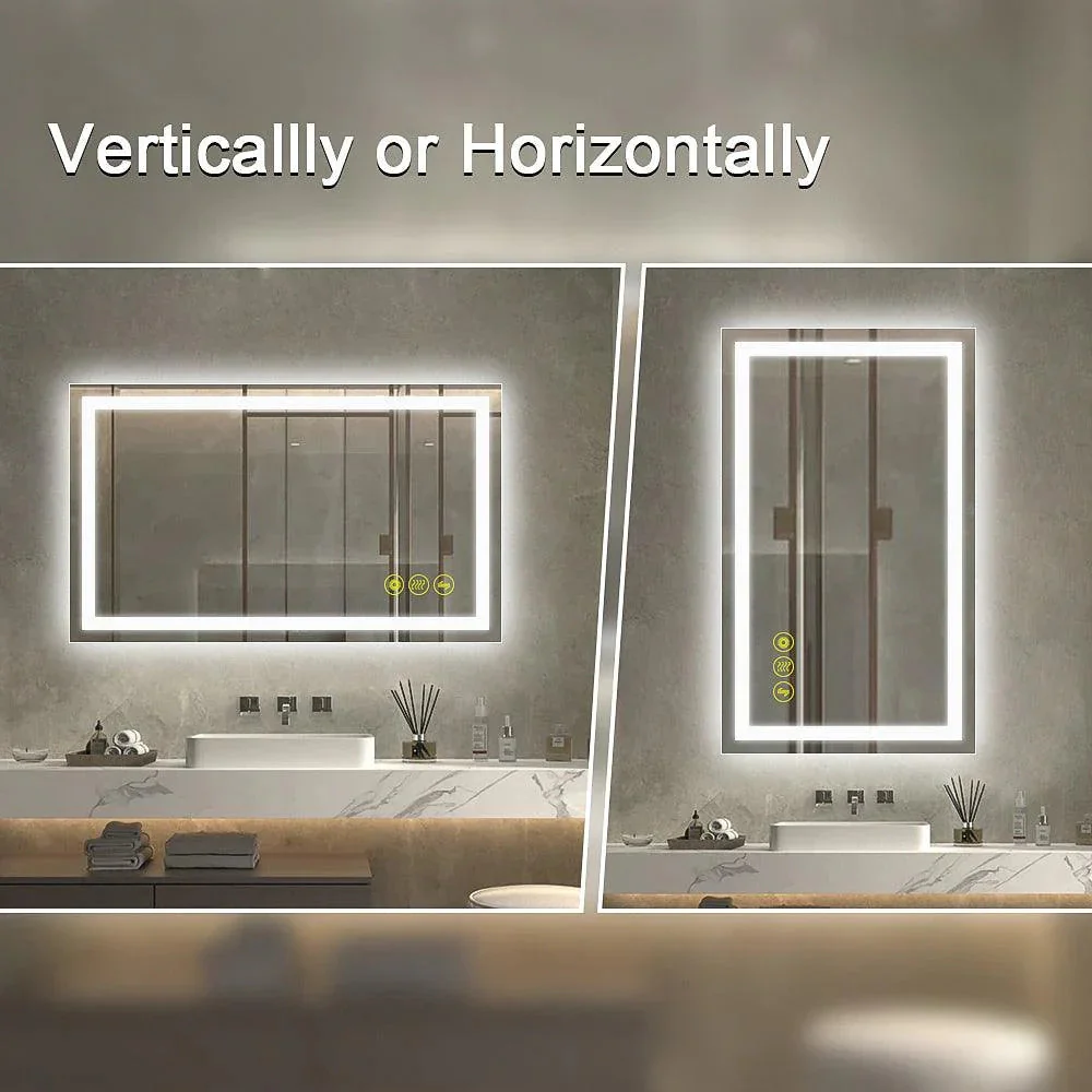 GlareGuard Rectangular Anti-Fog Dimmable Backlit LED Bathroom Vanity Mirror - Image 5
