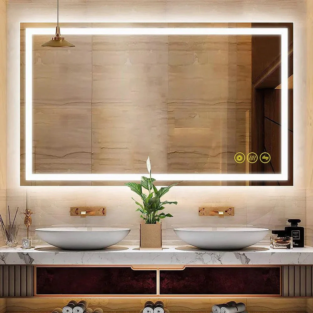 GlareGuard Rectangular Anti-Fog Dimmable Backlit LED Bathroom Vanity Mirror - Image 6