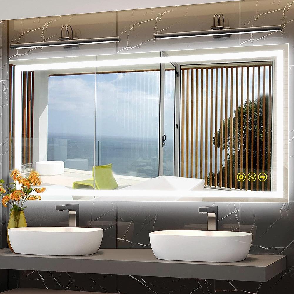 GlareGuard Rectangular Anti-Fog Dimmable Backlit LED Bathroom Vanity Mirror - Image 7
