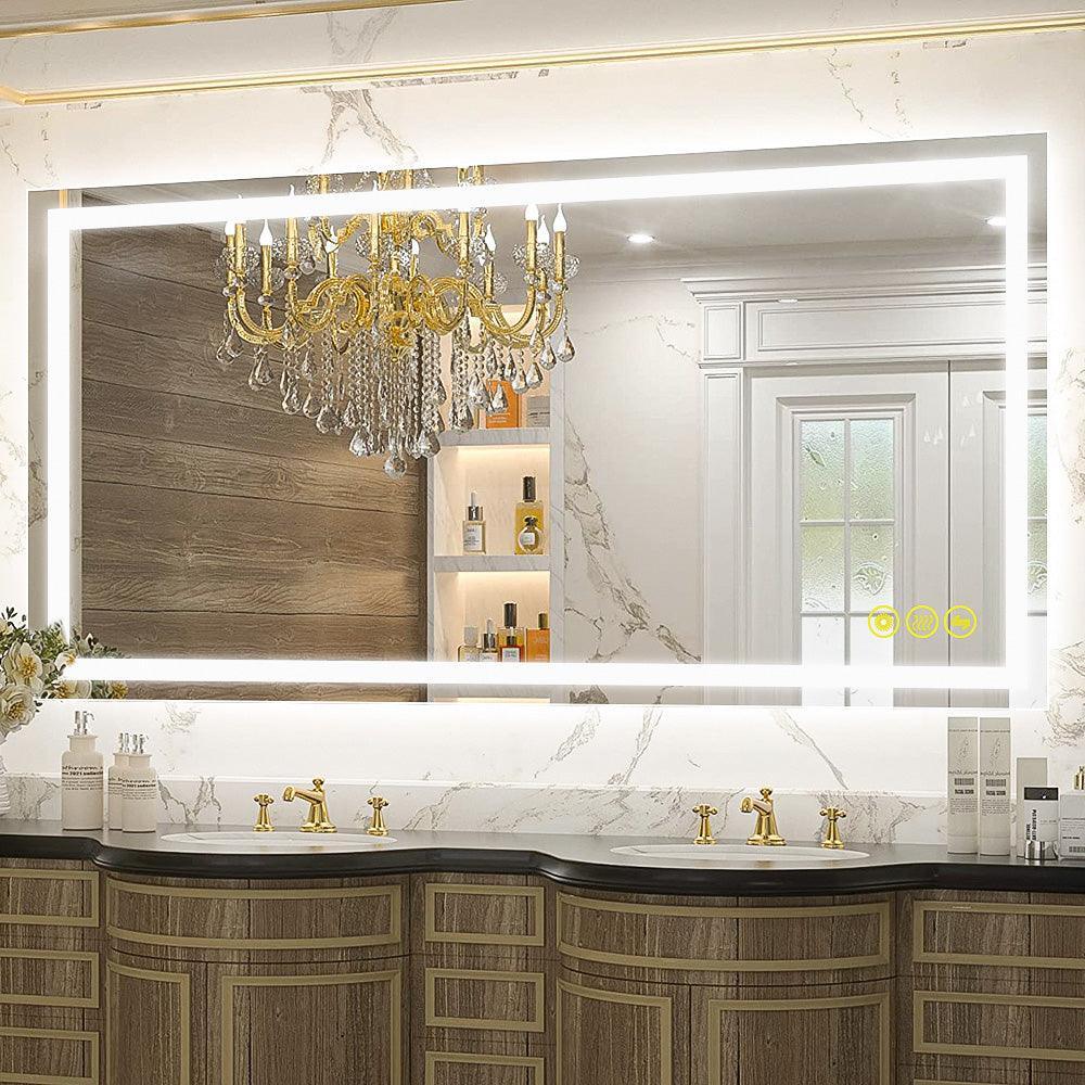 GlareGuard Rectangular Anti-Fog Dimmable Backlit LED Bathroom Vanity Mirror - Image 8