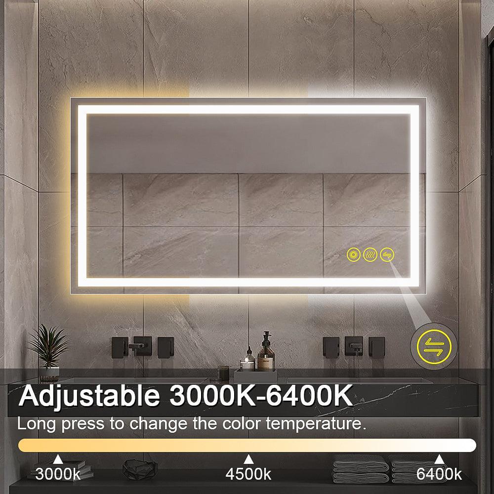 GlareGuard Rectangular Anti-Fog Dimmable Backlit LED Bathroom Vanity Mirror - Image 9