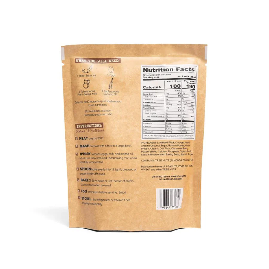 Gluten Free Banana Muffin Baking Mix | Pack of 2 | 11 oz | High Protein | Gluten Free | Honest Almond - Image 3