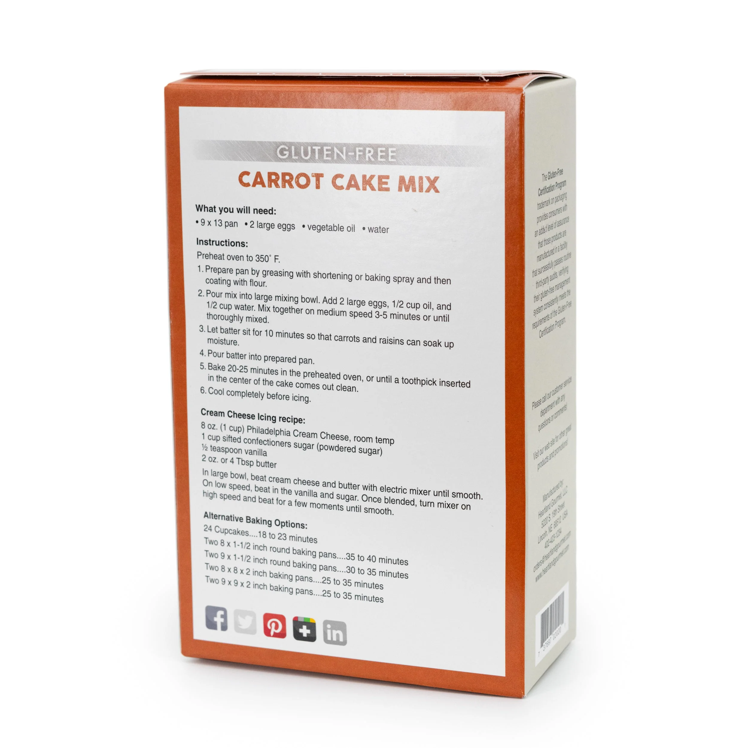 Gluten Free Carrot Cake Mix | Pack of 2 | 16 oz | Heartland Gourmet | 2020 - Image 3