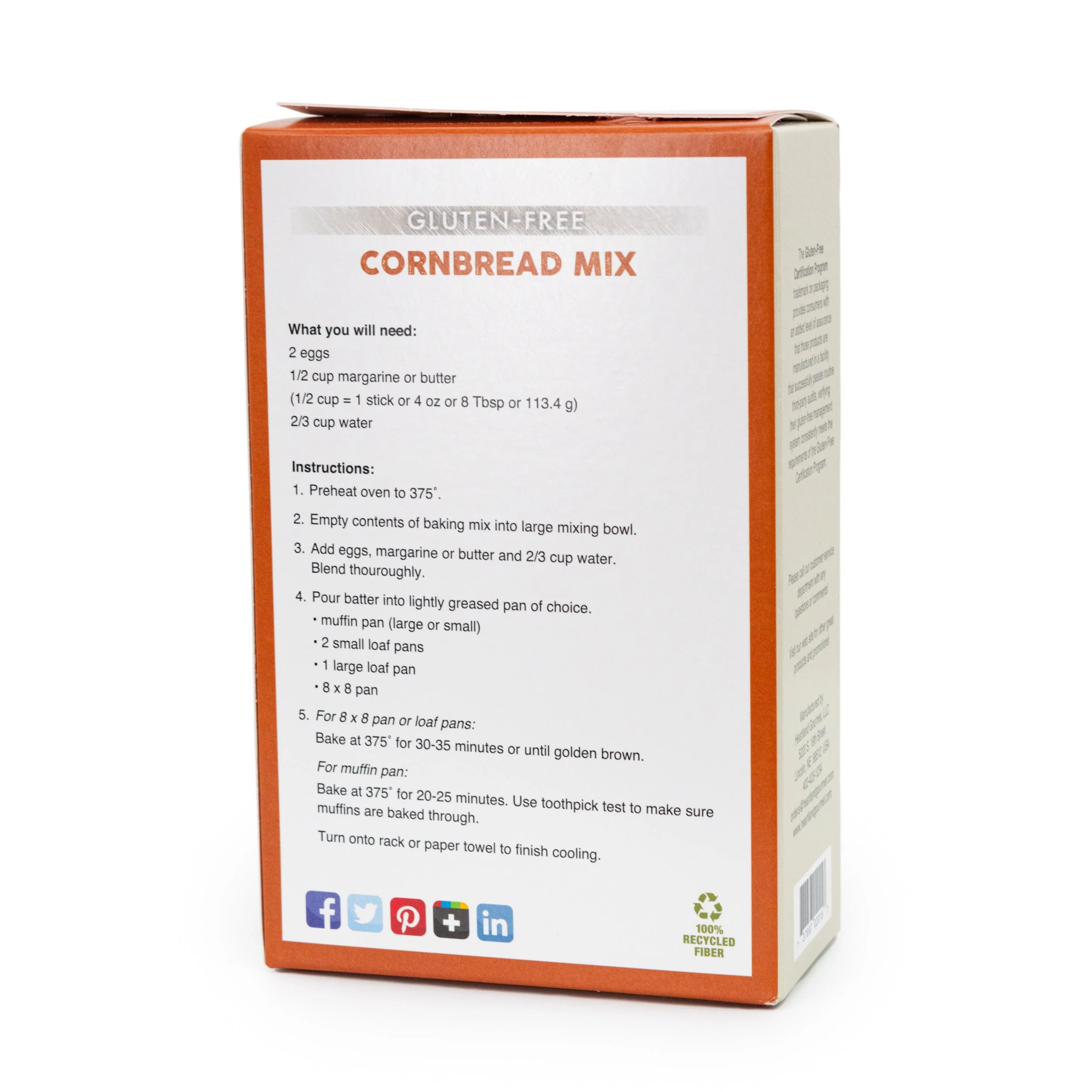 Gluten Free Cornbread Mix | Pack of 2 | 18 oz | Heartland Gourmet | 2015 - Image 3