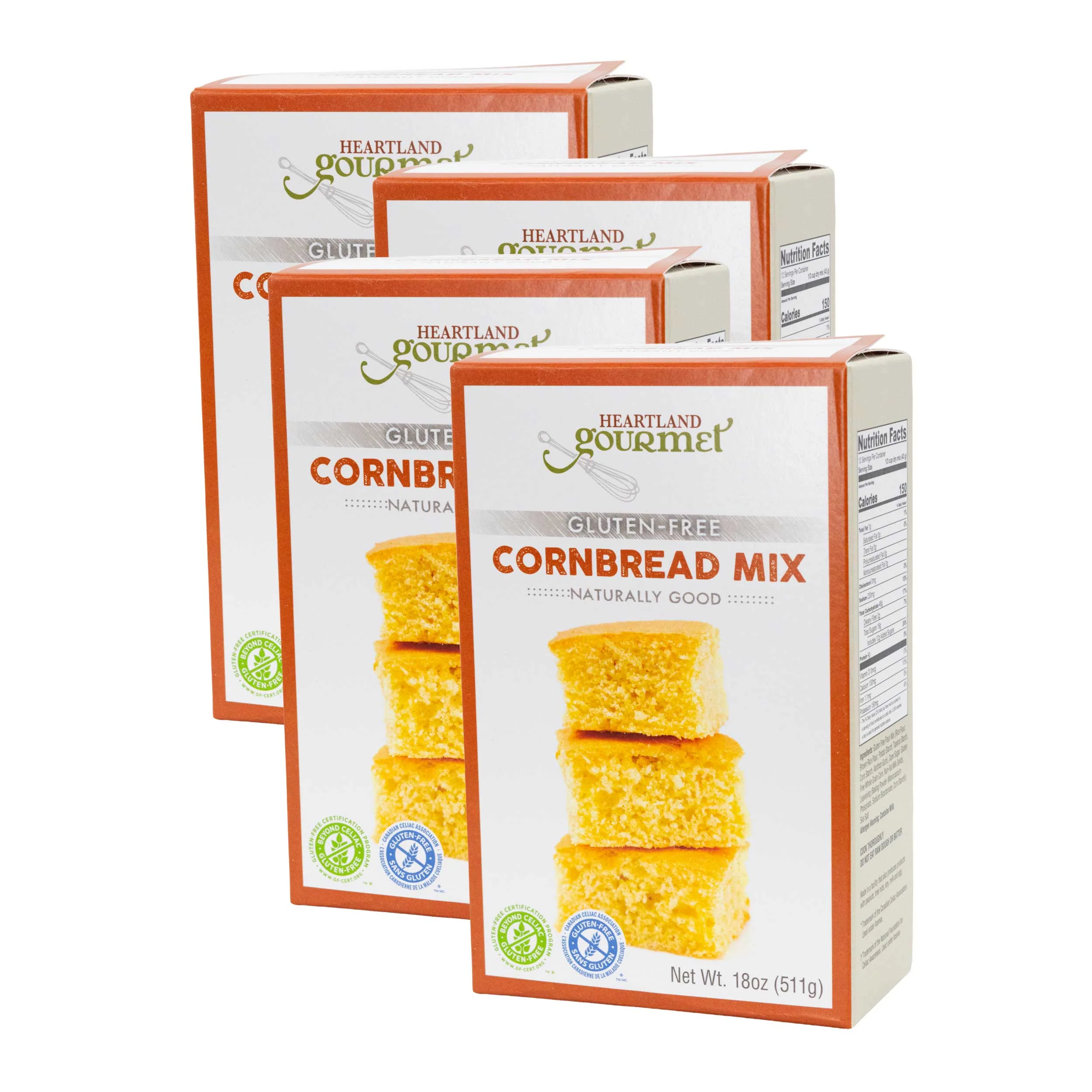 Gluten Free Cornbread Mix | Pack of 4 | 18 oz | Heartland Gourmet | 2015