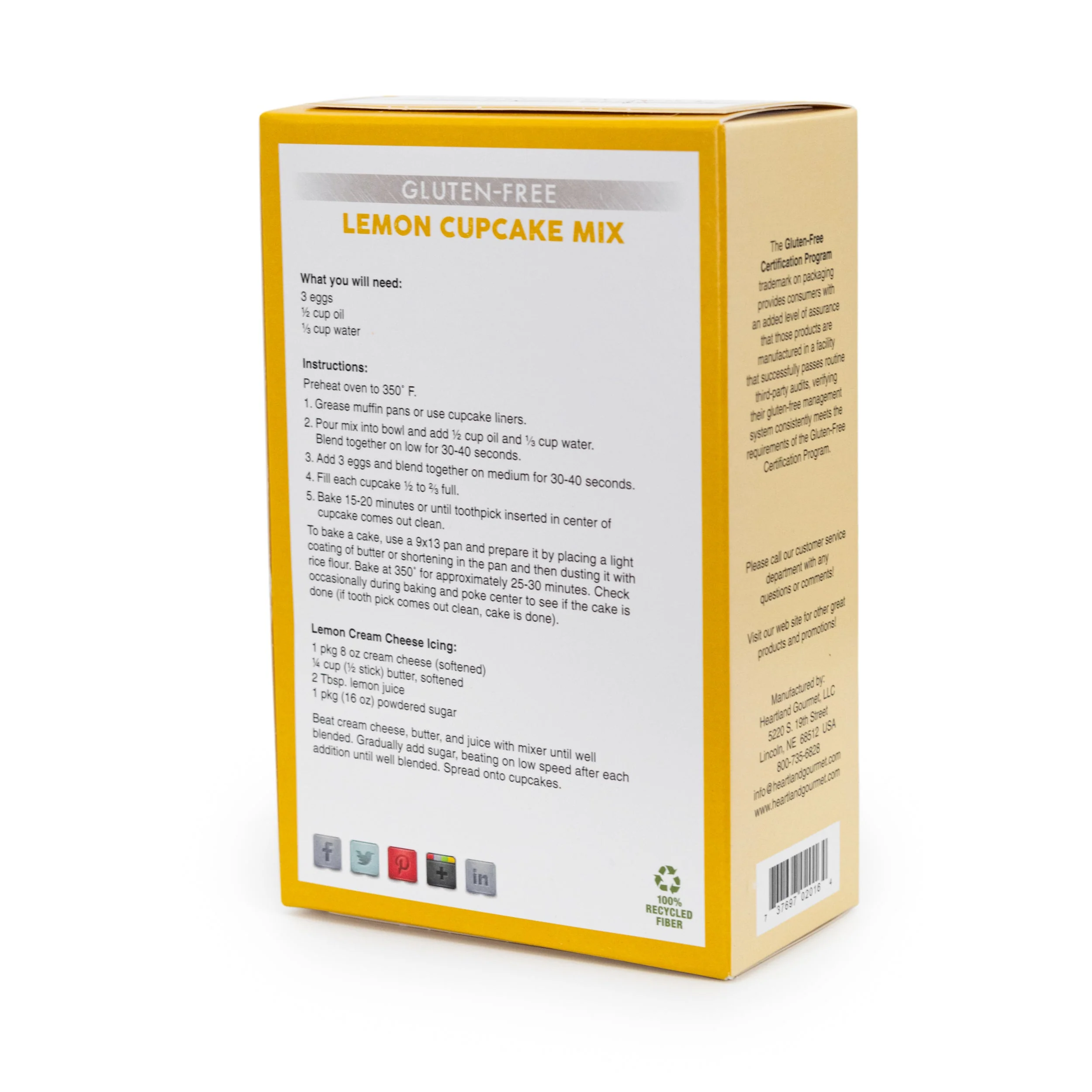 Gluten Free Lemon Cupcake Mix | Pack of 6 | 16 oz | Heartland Gourmet | 2016 - Image 3