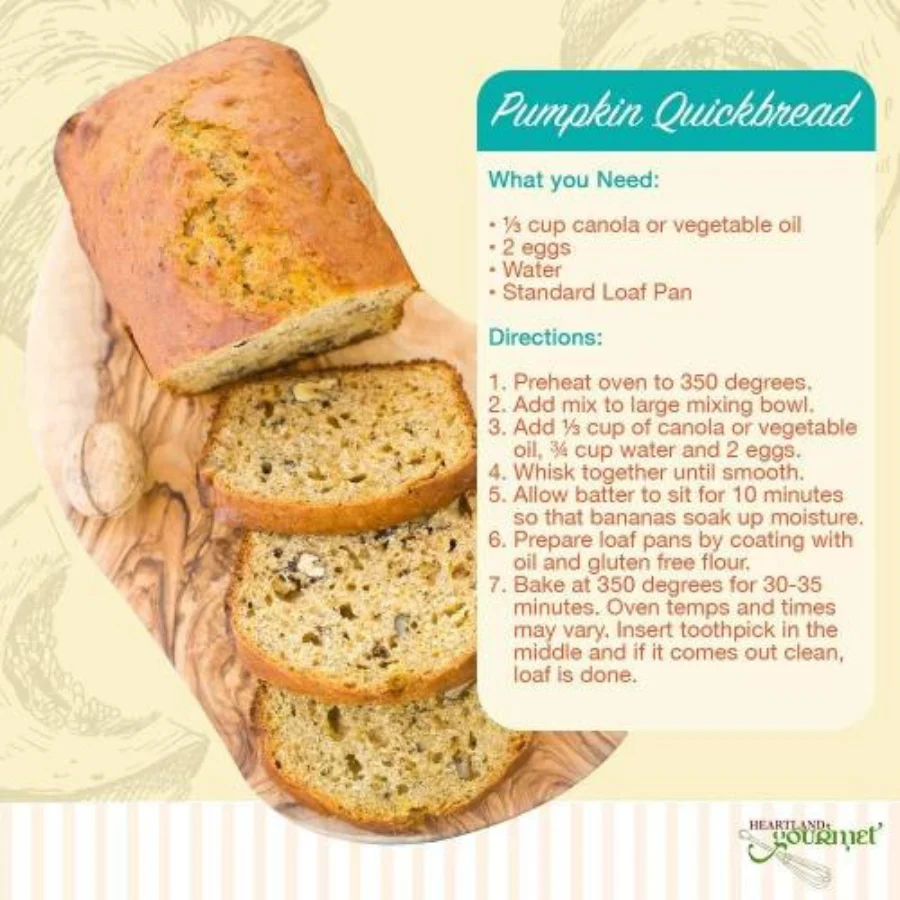Gluten Free Pumpkin Bread Mix | Pack of 6 | 11 oz | Heartland Gourmet  | 2028 - Image 7