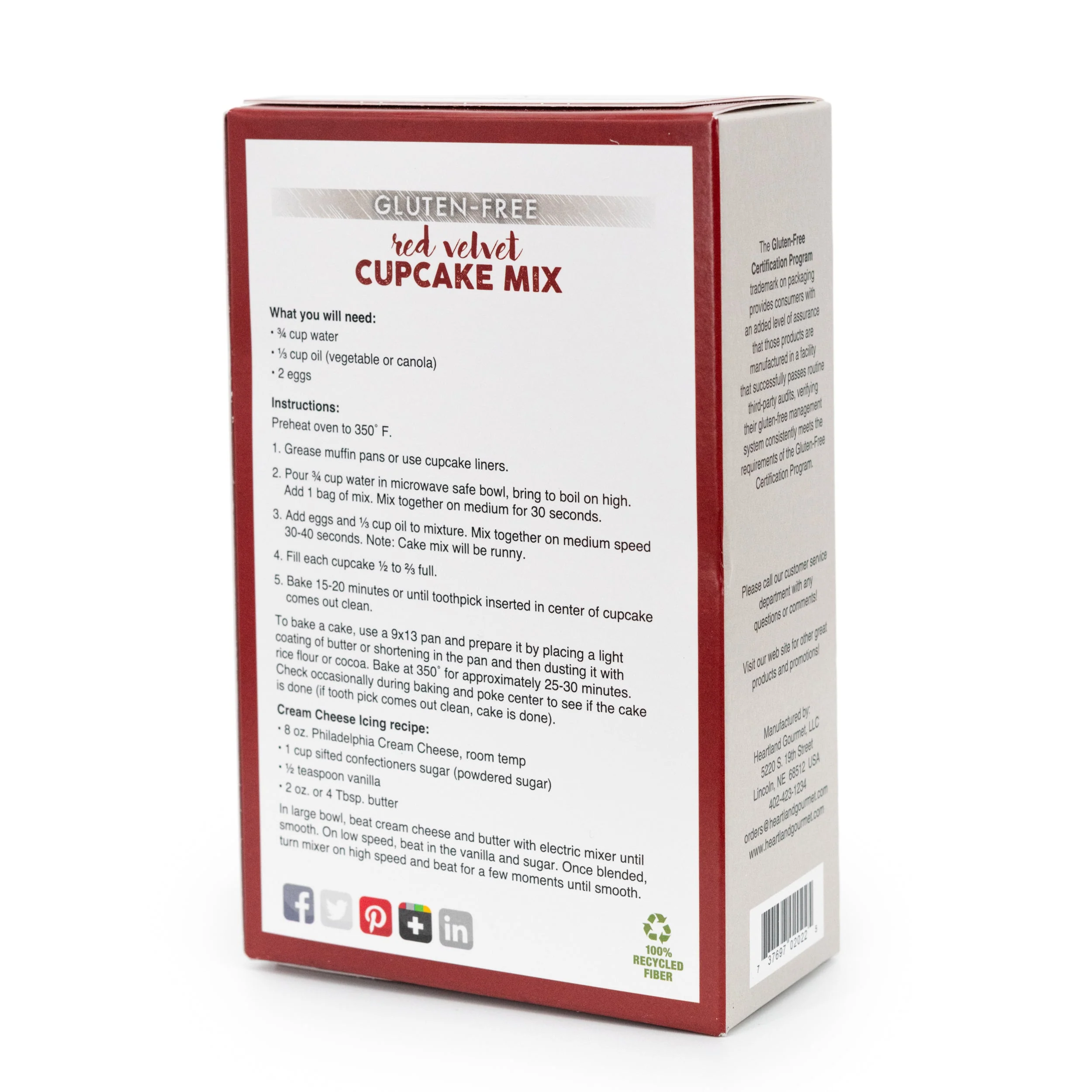 Gluten Free Red Velvet Cupcake Mix | Pack of 4 | 16 oz | Heartland Gourmet | 2022 - Image 3