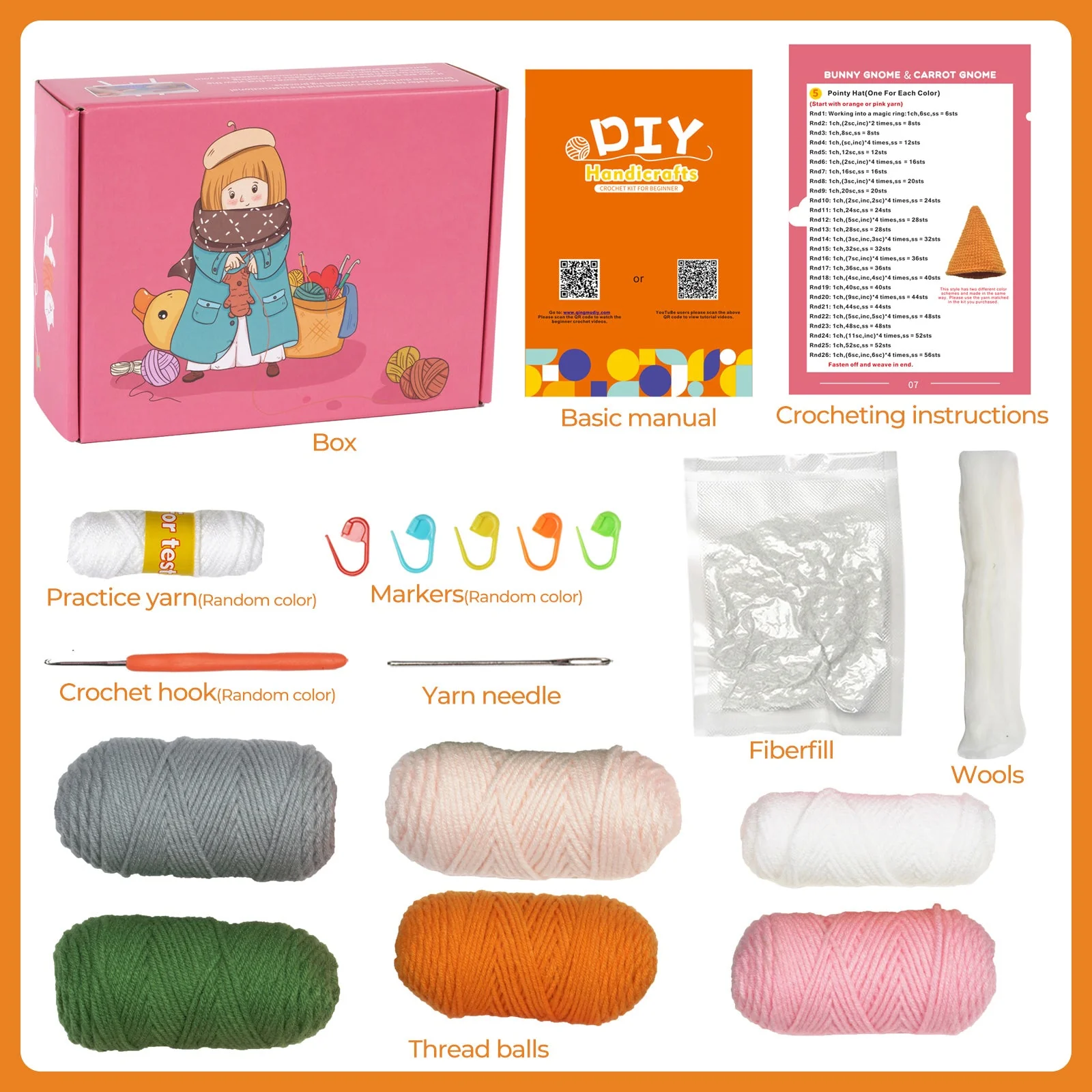 Gnomes Amigurumi DIY Crochet Kit Wizardi F07N8-M174 - Image 6