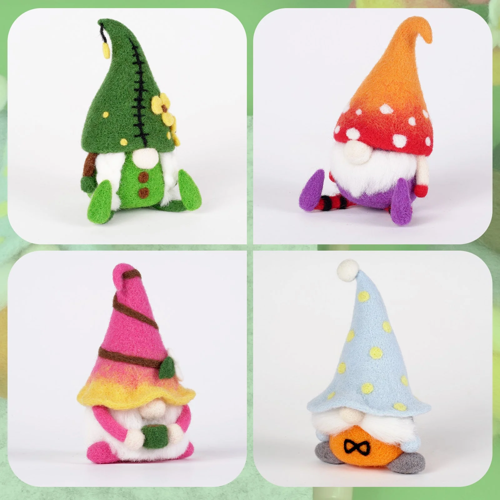 Gnomes Needle Felting Kit. Wizardi DIY Wool Craft F07N8-Z-01 - Image 2