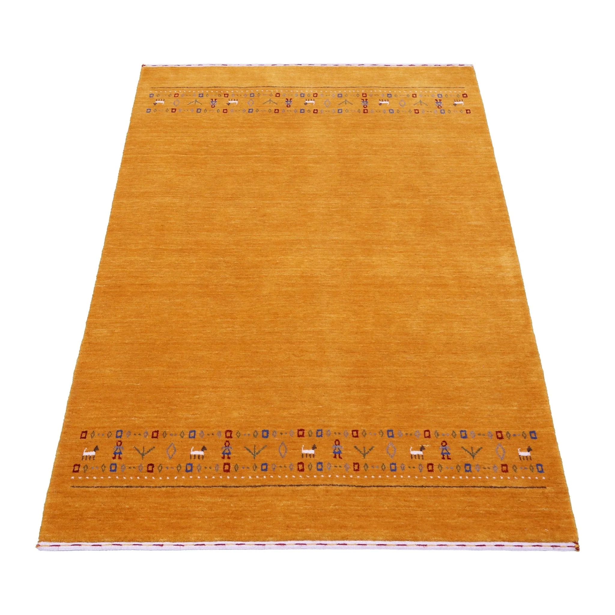 Gold And Blue Modern Design Hand Loomed Wool Area Rug - Image 12