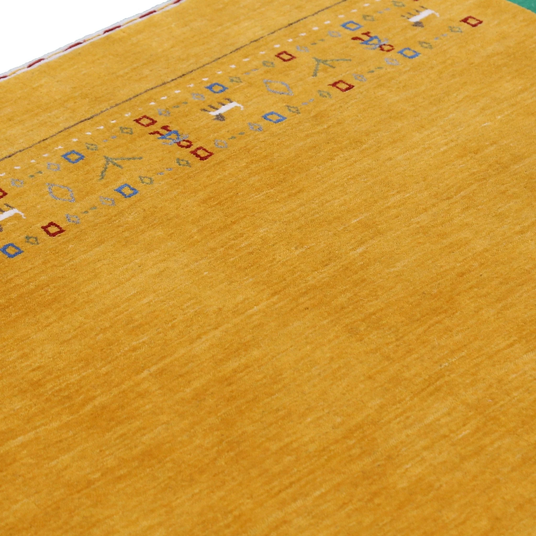 Gold And Blue Modern Design Hand Loomed Wool Area Rug - Image 4