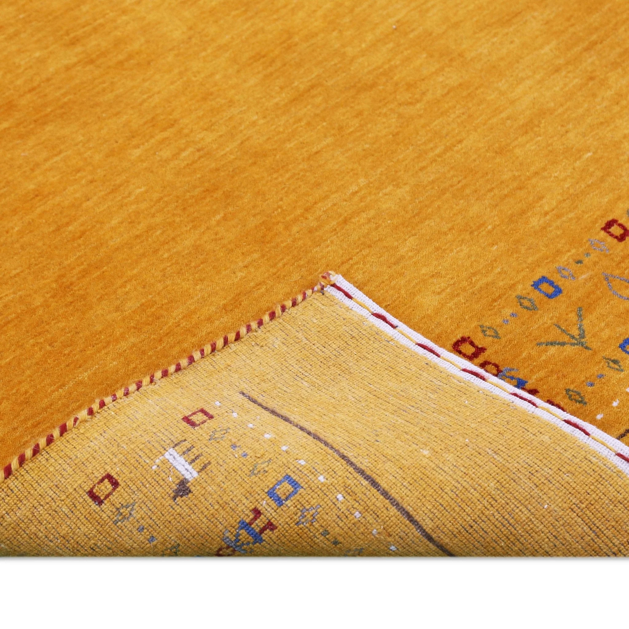 Gold And Blue Modern Design Hand Loomed Wool Area Rug - Image 9