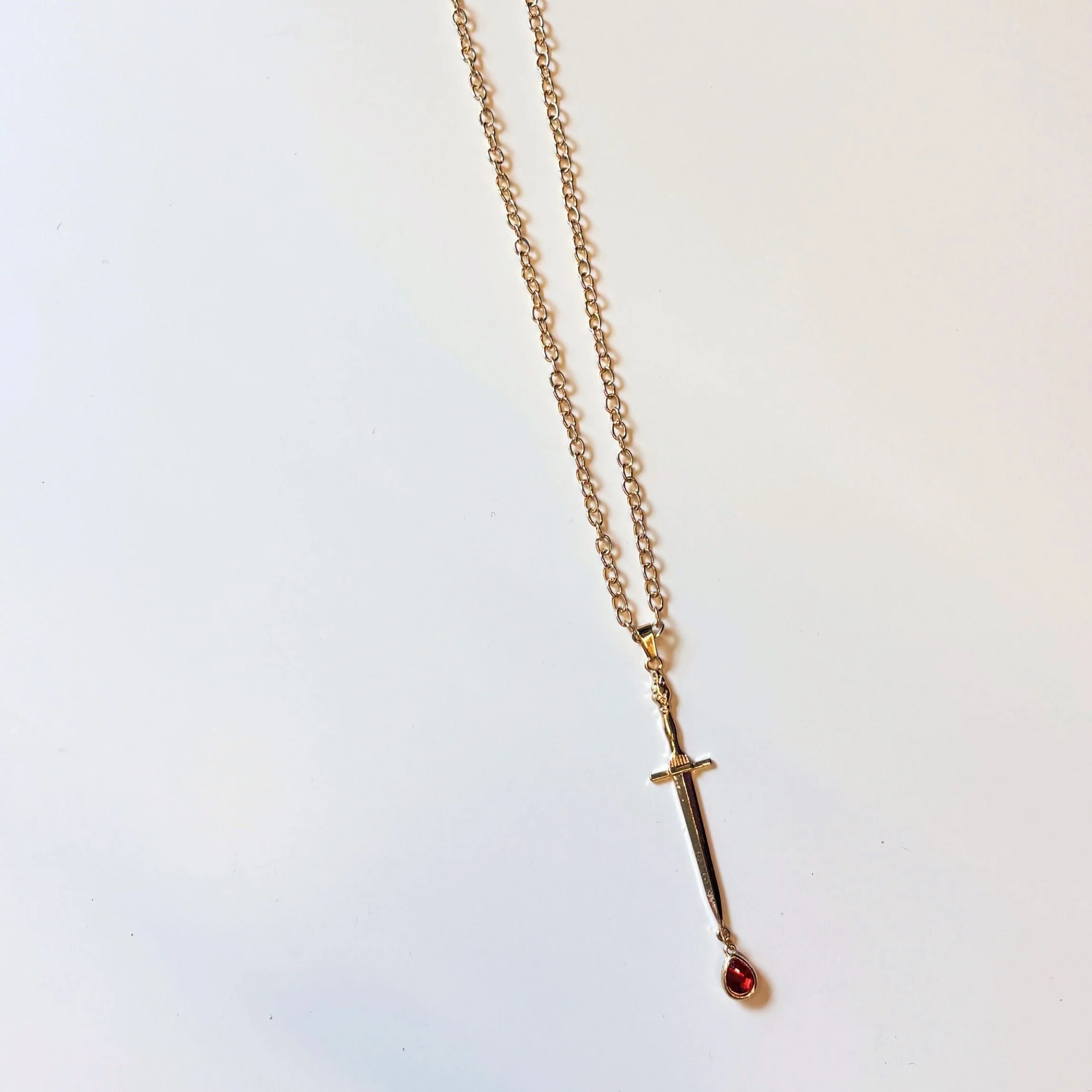 Gold Blood Drop Sword Necklace | Edgy Gothic Pendant on Adjustable Chain - Image 3