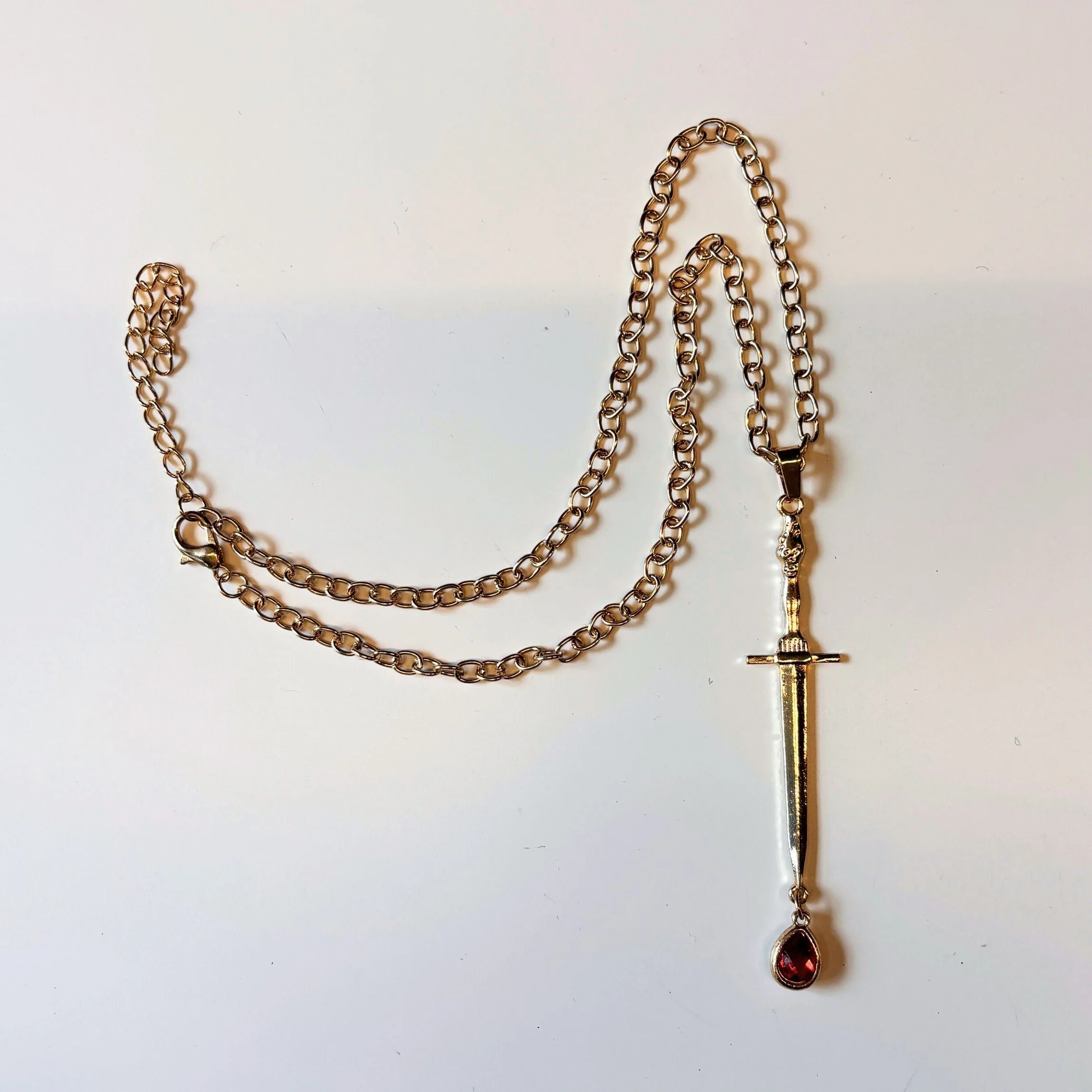 Gold Blood Drop Sword Necklace | Edgy Gothic Pendant on Adjustable Chain - Image 5