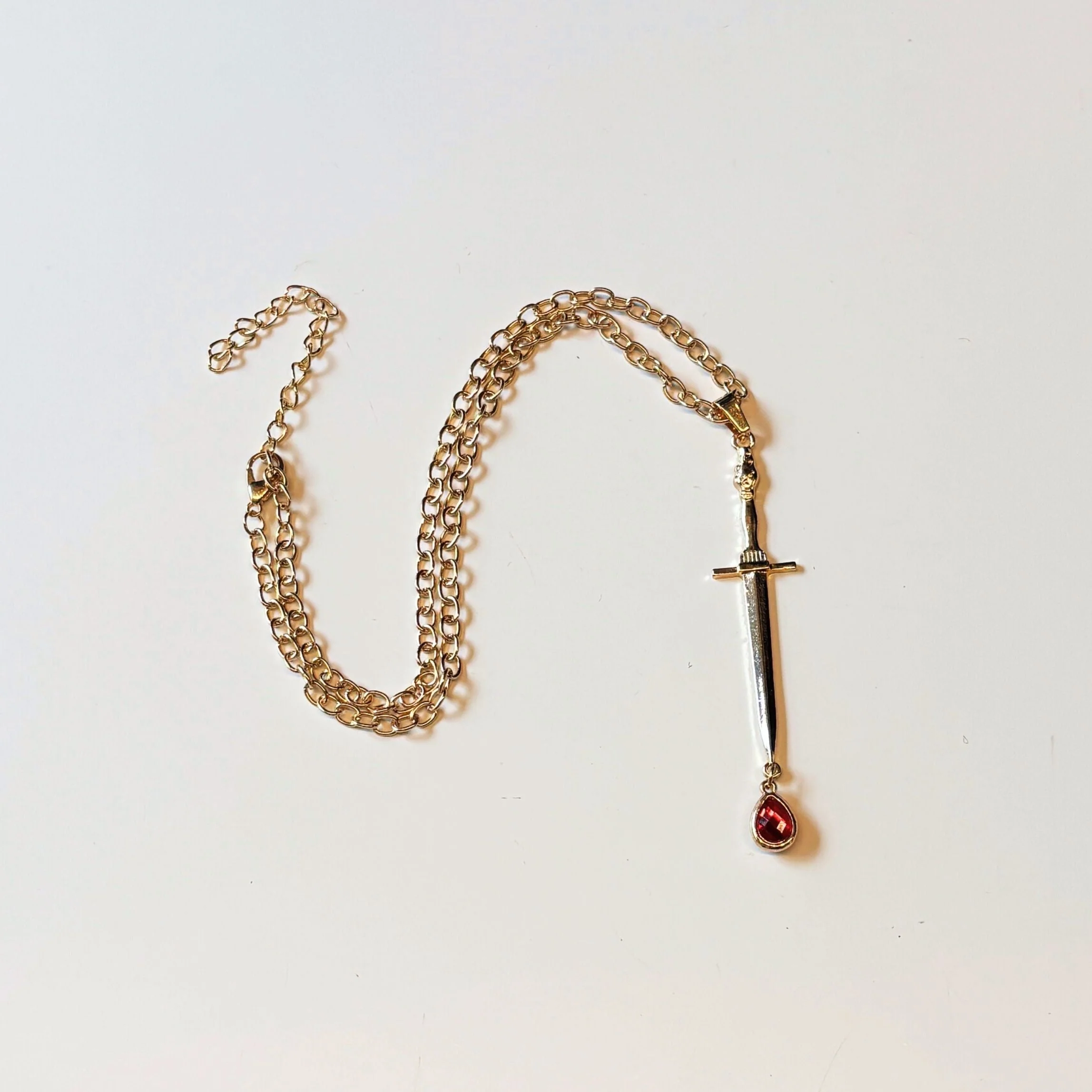 Gold Blood Drop Sword Necklace | Edgy Gothic Pendant on Adjustable Chain - Image 6