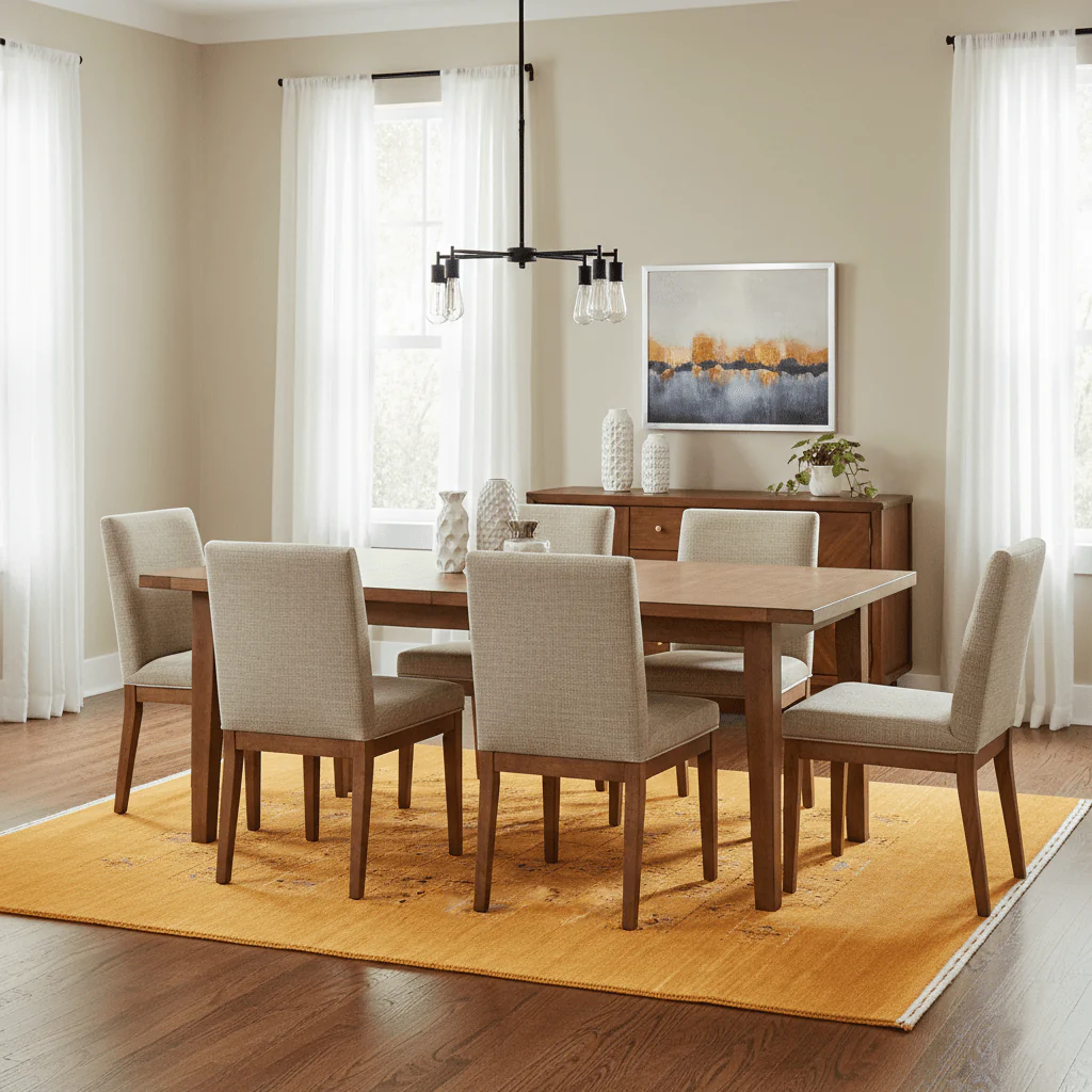 Gold Center Pattern Hand Loomed Wool Area Rug - Image 2