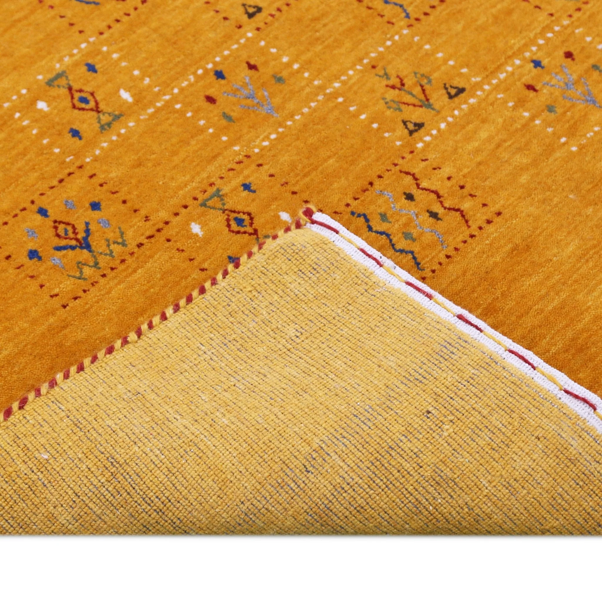Gold Center Pattern Hand Loomed Wool Area Rug - Image 8