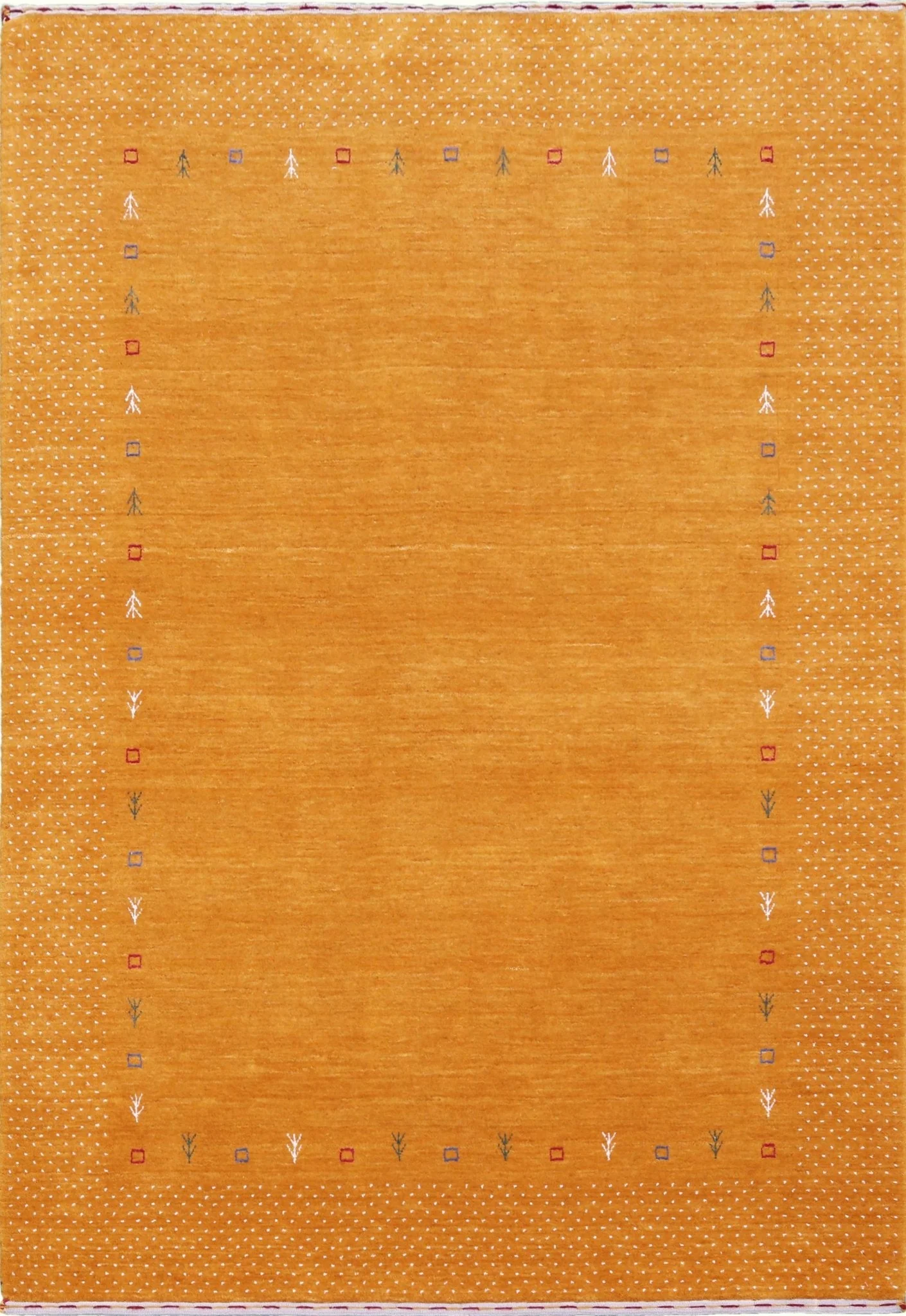 Gold Contemporary Gabbeh Border Design Hand Loomed Wool Area Rug - Image 11