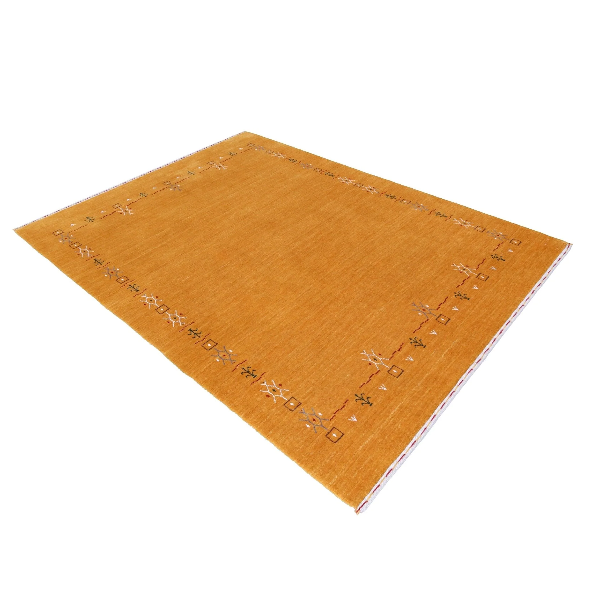 Gold Contemporary Gabbeh Border Design Hand Loomed Wool Area Rug - Image 13