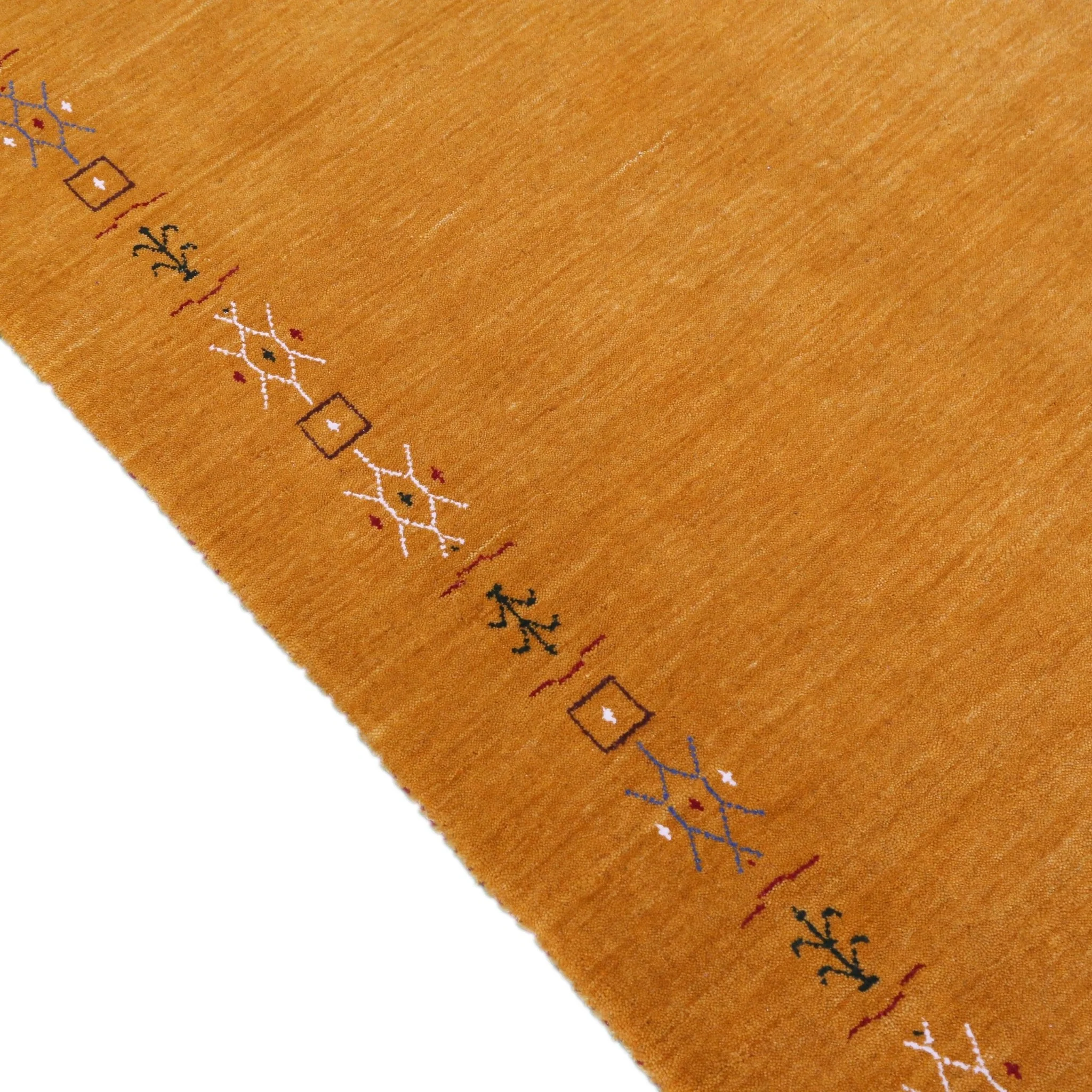 Gold Contemporary Gabbeh Border Design Hand Loomed Wool Area Rug - Image 6