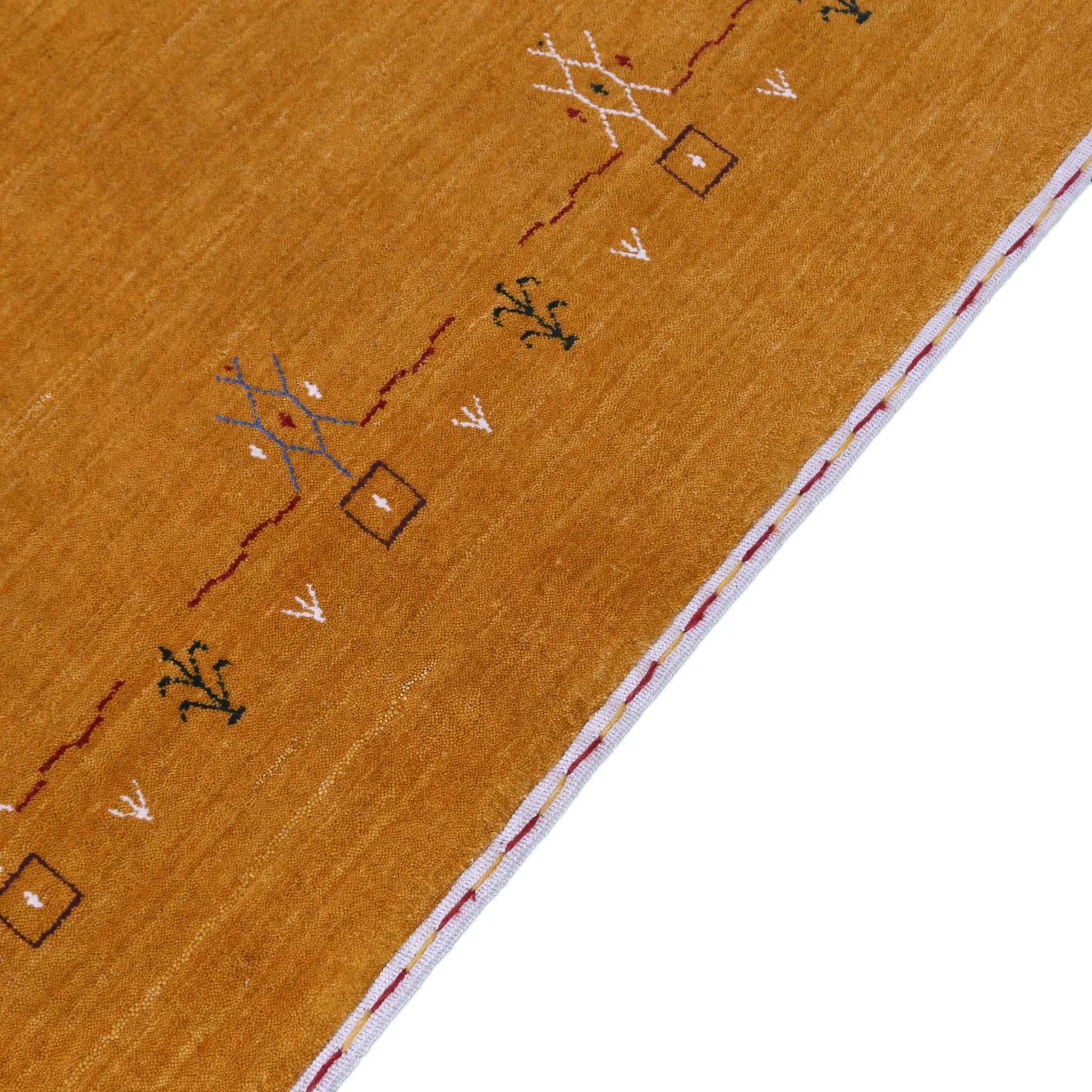 Gold Contemporary Gabbeh Border Design Hand Loomed Wool Area Rug - Image 9