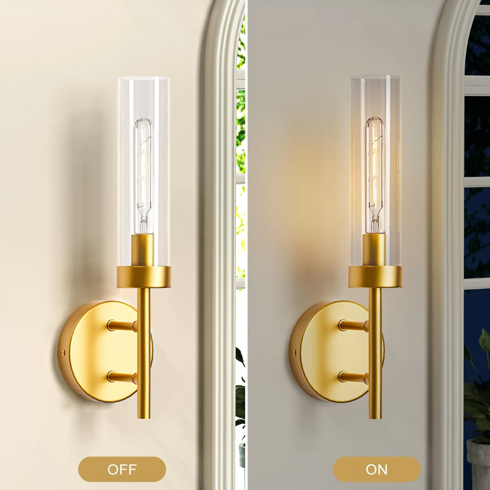 Gold Hardwired Wall Sconces Set of 2, Modern Bathroom Vanity Sconces Wall Lighting - Image 5