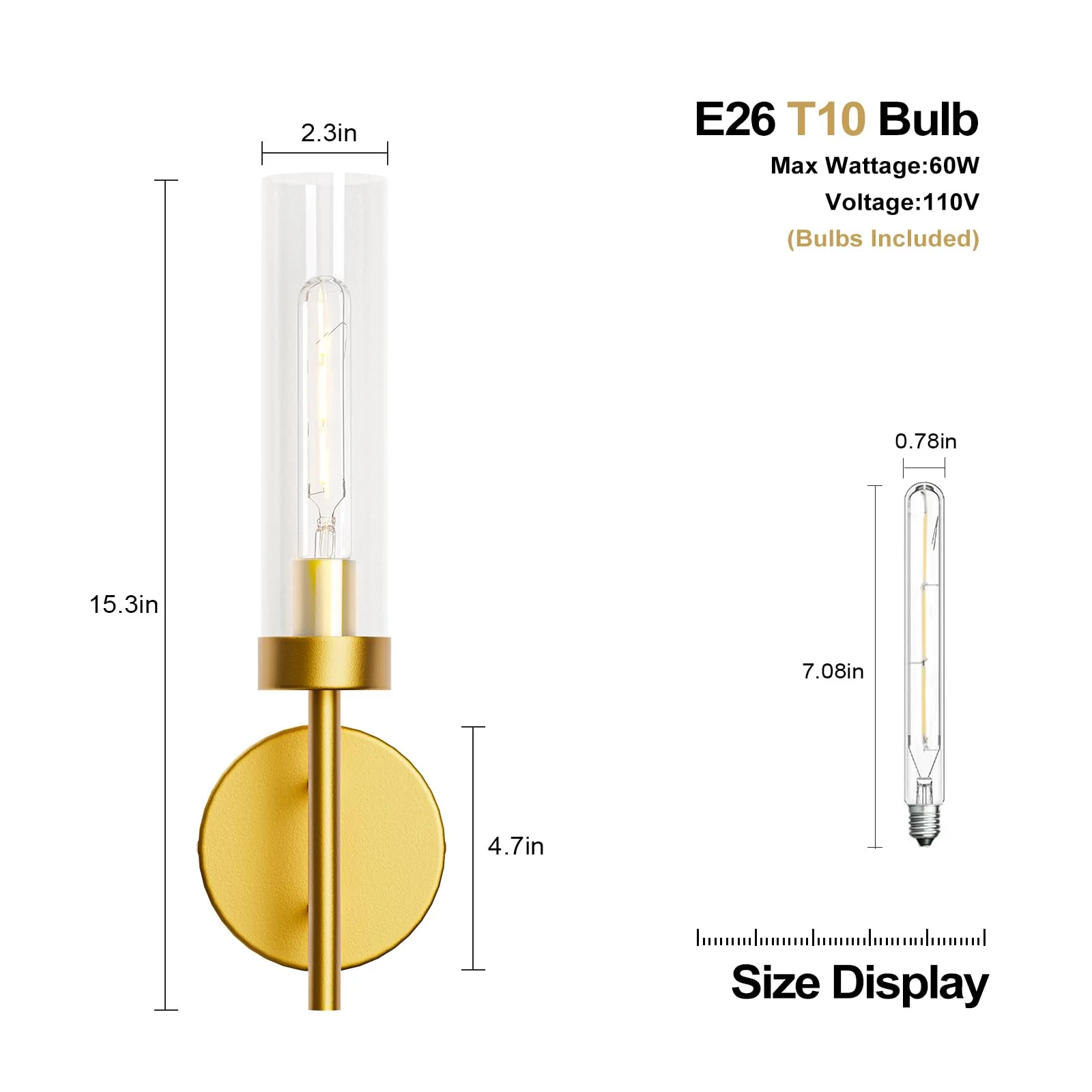 Gold Hardwired Wall Sconces Set of 2, Modern Bathroom Vanity Sconces Wall Lighting - Image 6