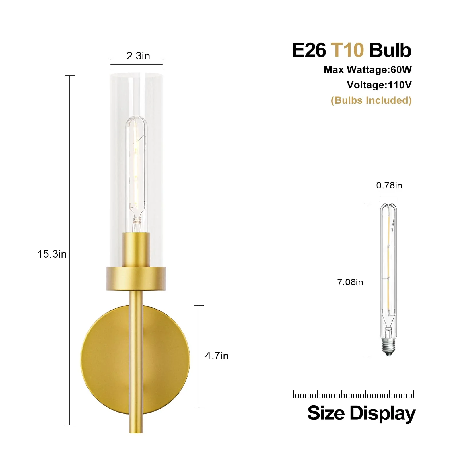 Gold Hardwired Wall Sconces Set of 2, Modern Bathroom Vanity Sconces Wall Lighting - Image 3