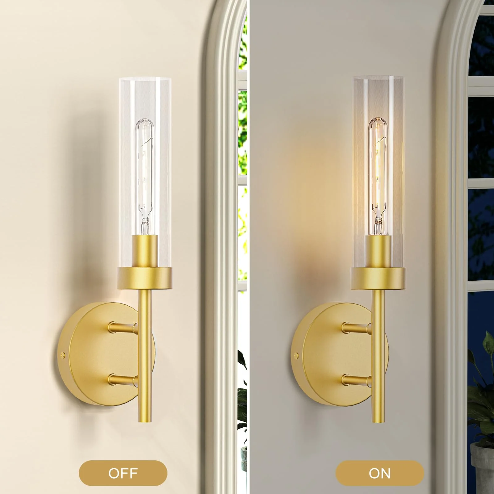 Gold Hardwired Wall Sconces Set of 2, Modern Bathroom Vanity Sconces Wall Lighting - Image 4