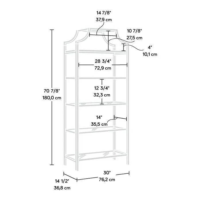Gold Metal Display Rack Etagere Bookcase with 5 Faux Stone Storage Shelves - Image 5