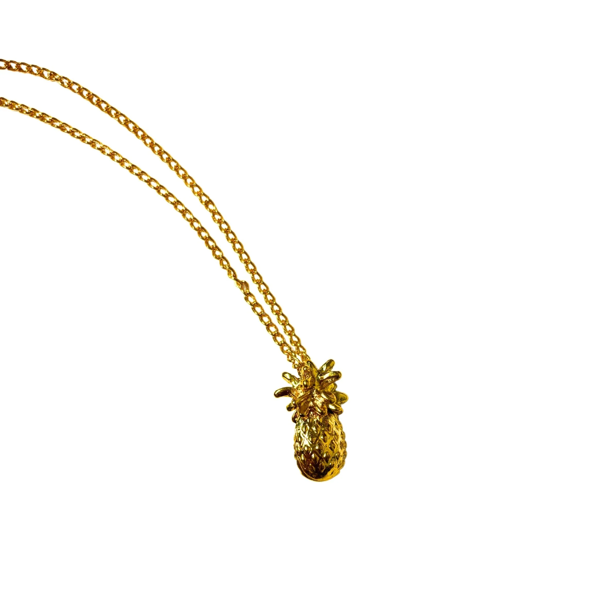 Gold Pineapple Pendant Necklace | Tropical Summer Jewelry - Image 4