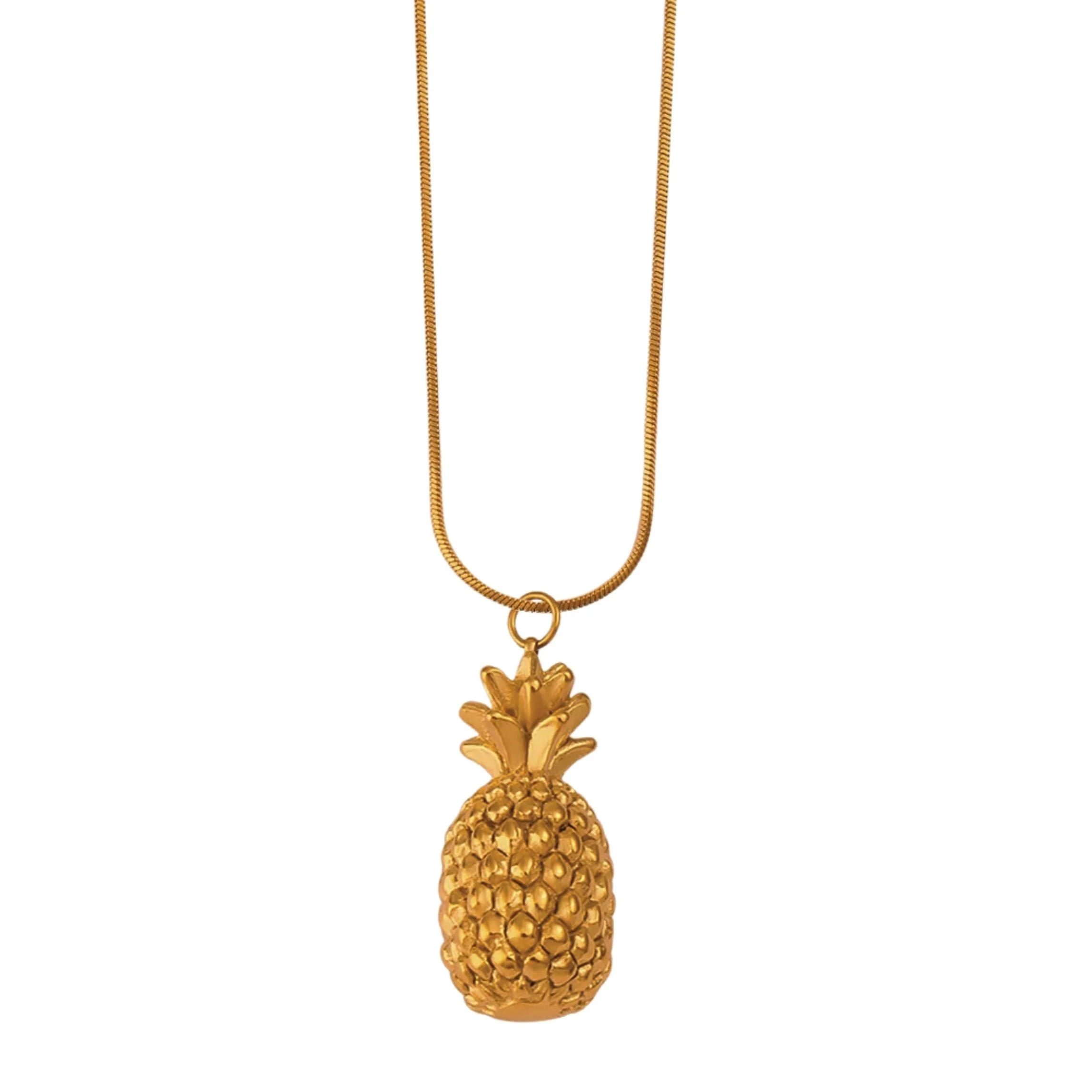 Gold Pineapple Pendant Necklace | Tropical Summer Jewelry - Image 5