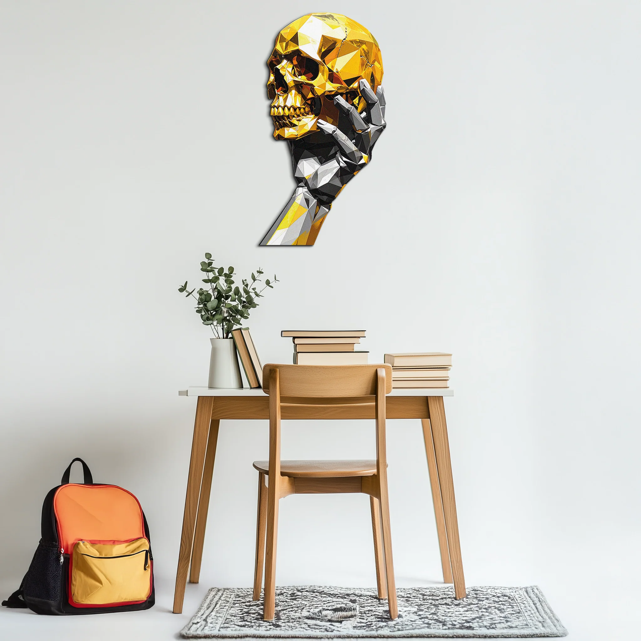 Gold Skull & Robot Hand Metal Wall Art – Futuristic UV Decor-KAFUVM013 - Image 6