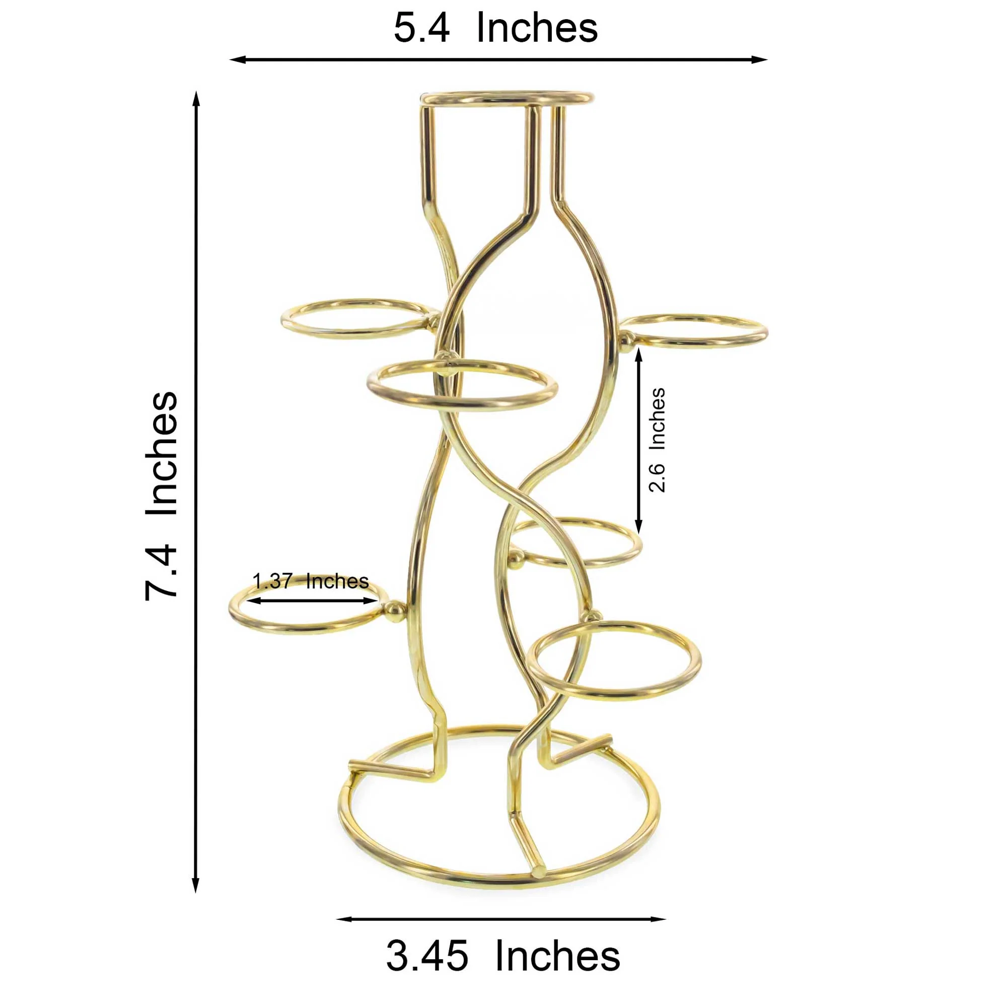 Gold Tone Metal Display Stand - Holds 7 Eggs Spheres 7.5 Inches Tall - Image 2