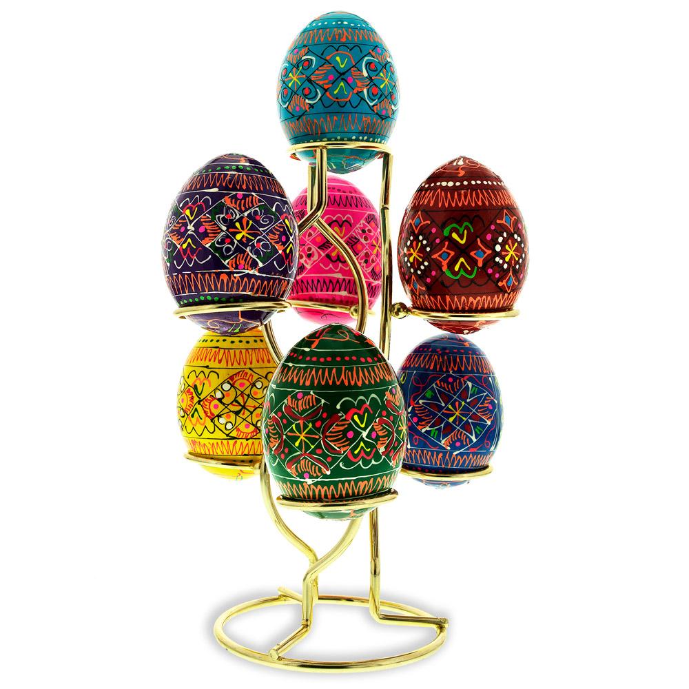 Gold Tone Metal Display Stand - Holds 7 Eggs Spheres 7.5 Inches Tall - Image 3