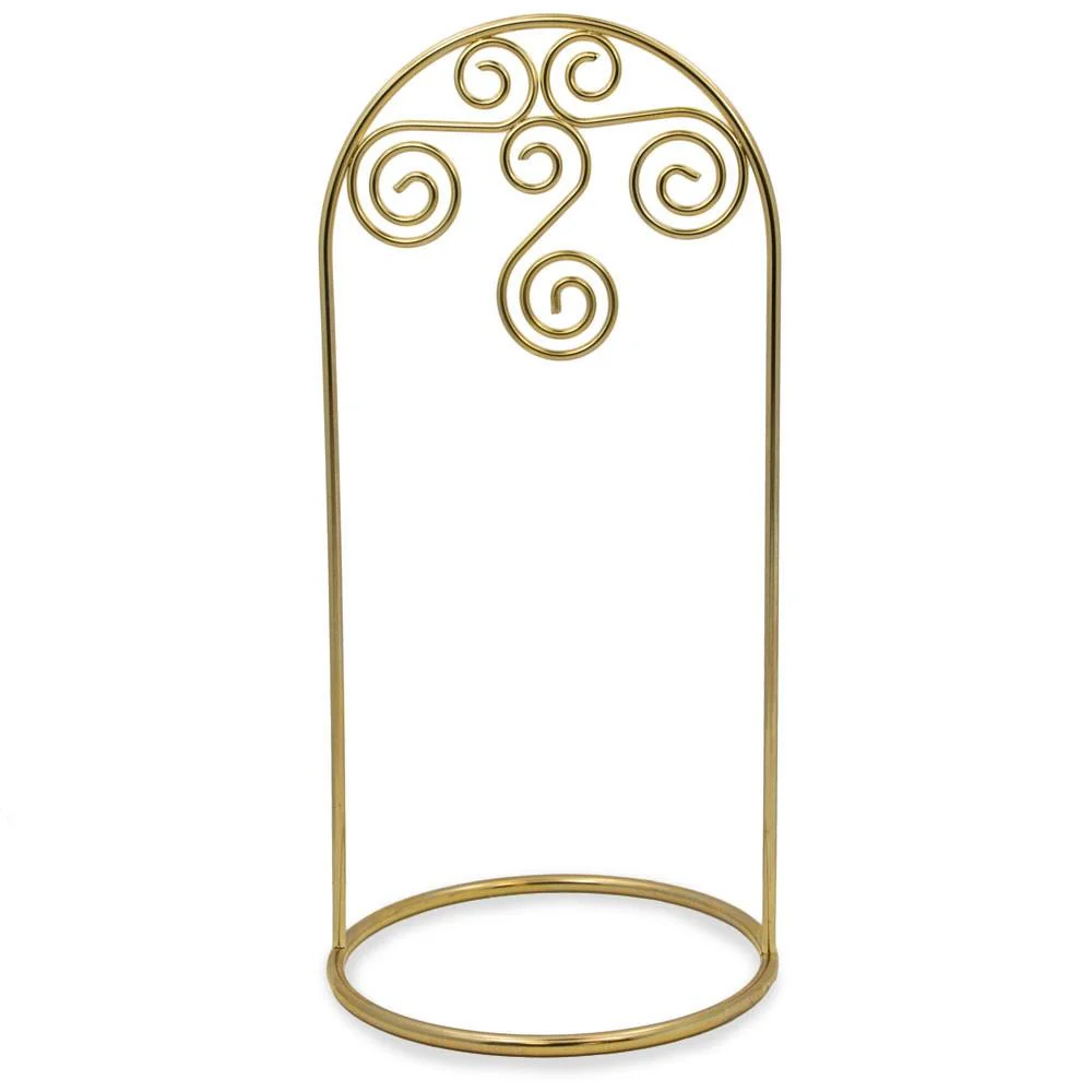Gold Tone Metal Swirl Arch Ornament Stand Display 7.75 Inches - Image 3