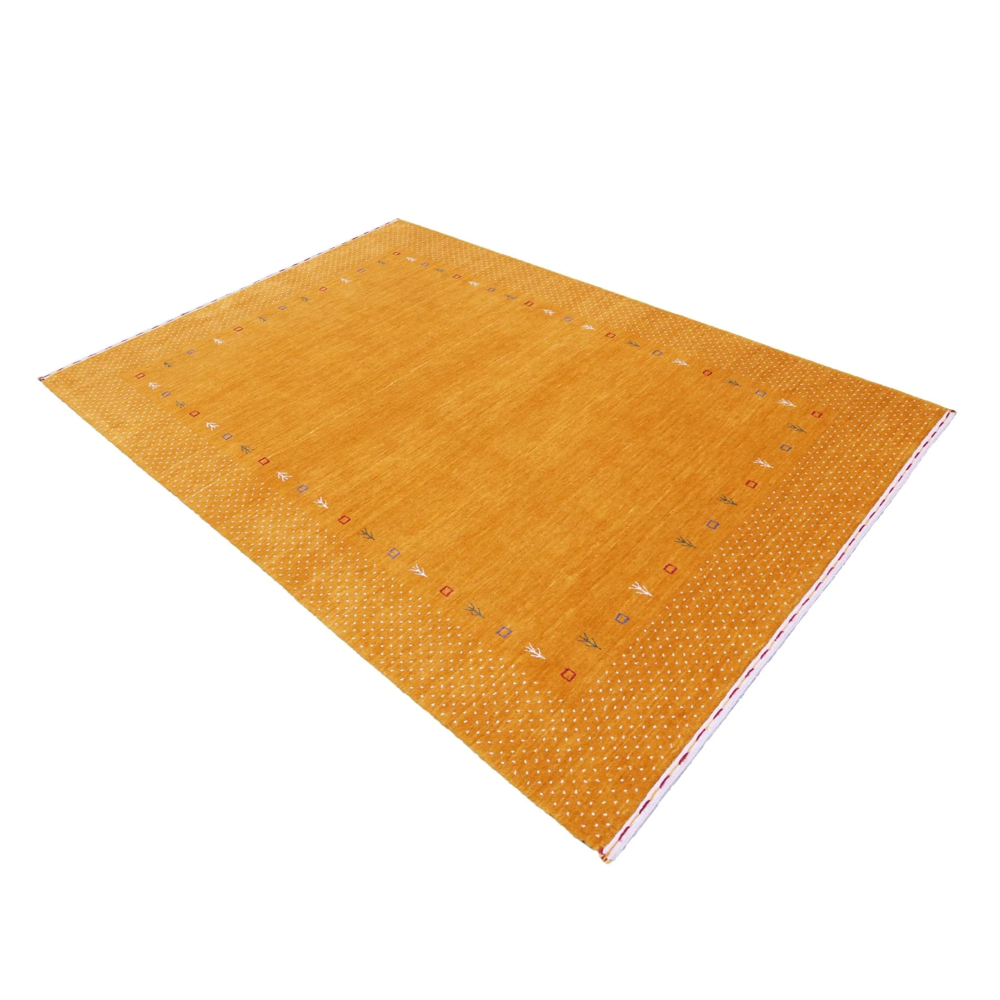 Gold Tribal Border Design Hand Loomed Wool Area Rug - Image 12