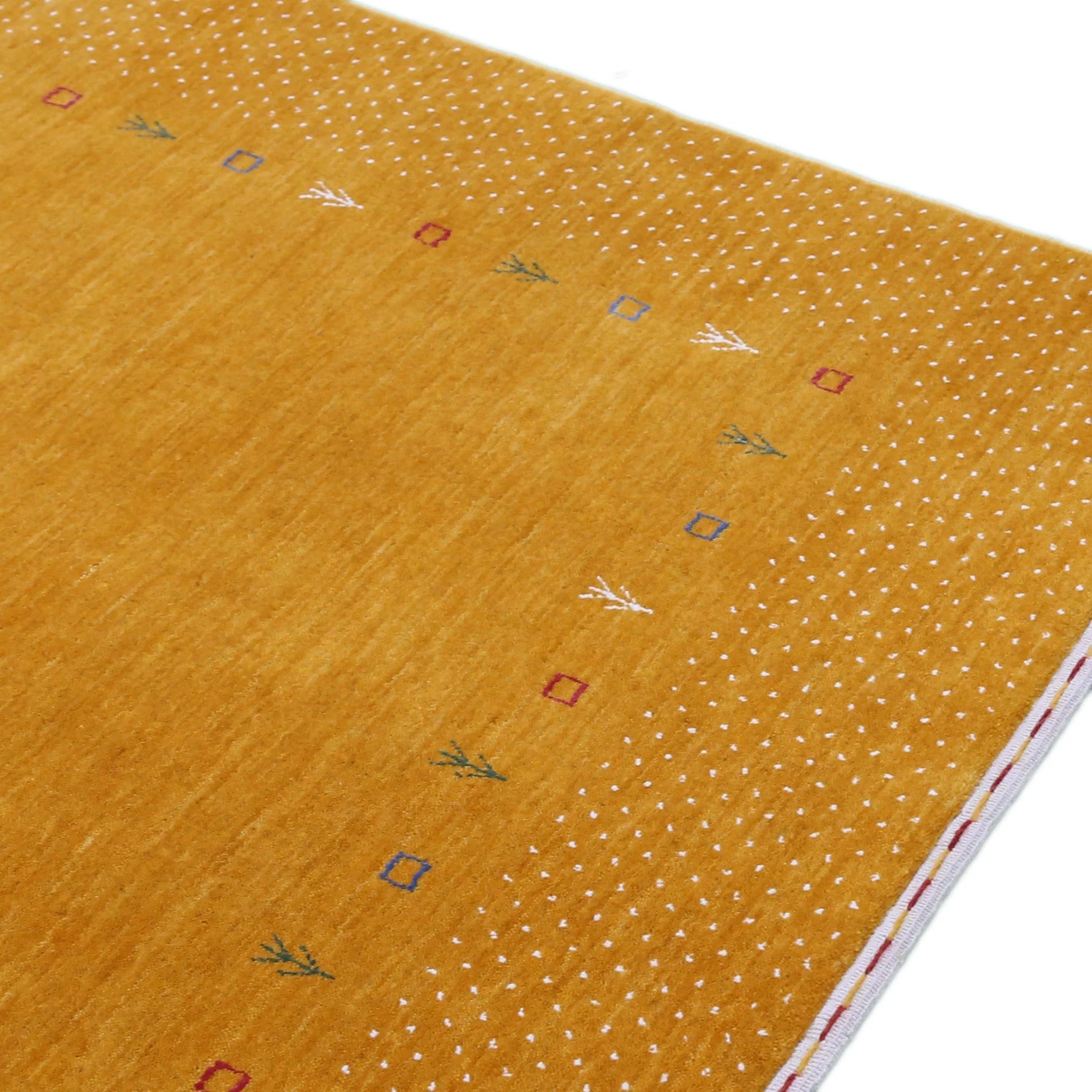 Gold Tribal Border Design Hand Loomed Wool Area Rug - Image 8