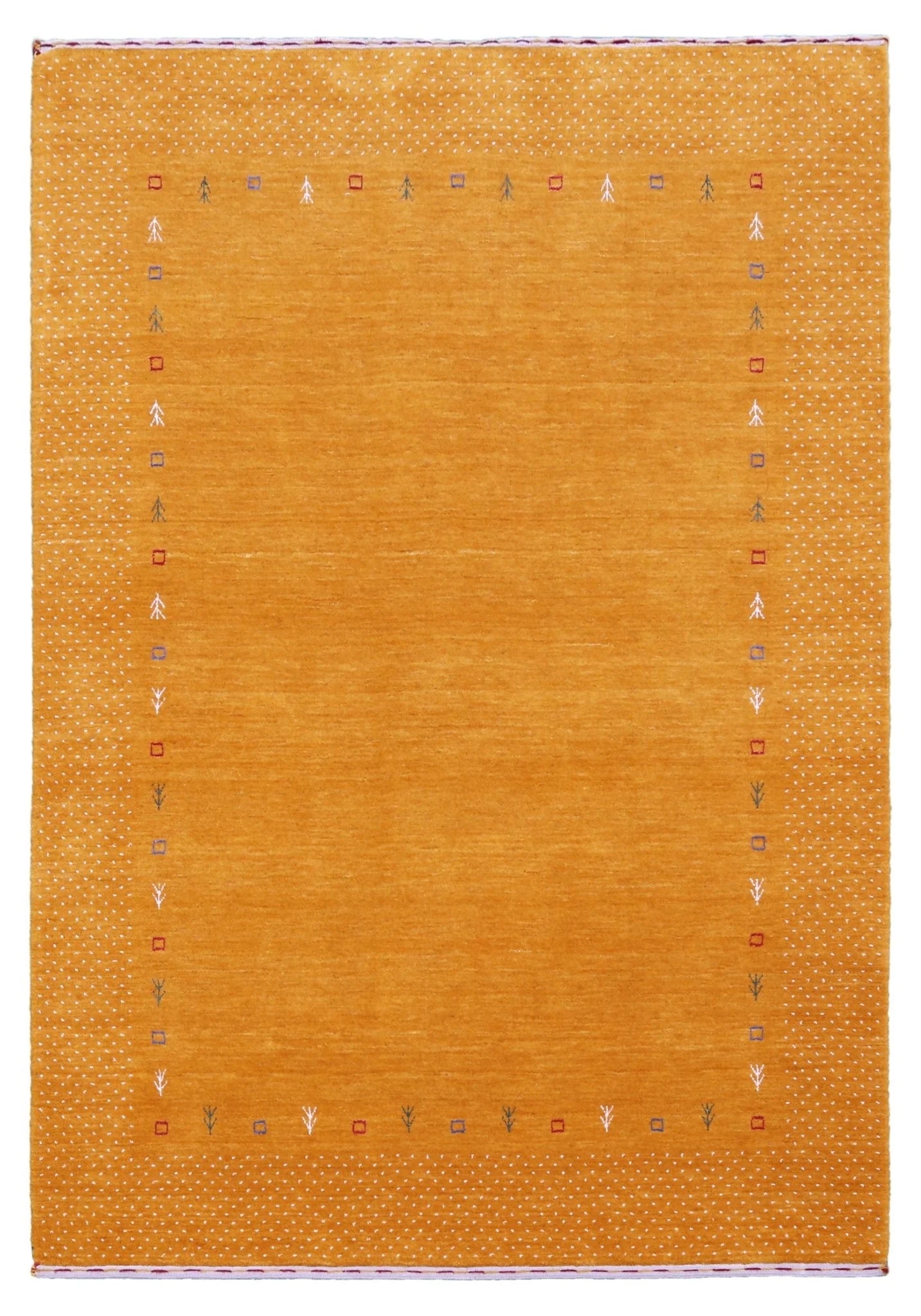 Gold Tribal Border Design Hand Loomed Wool Area Rug - Image 9