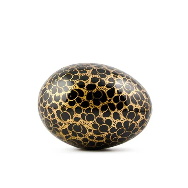 Golden Circles Hand Painted Wooden Easter Egg - Image 3