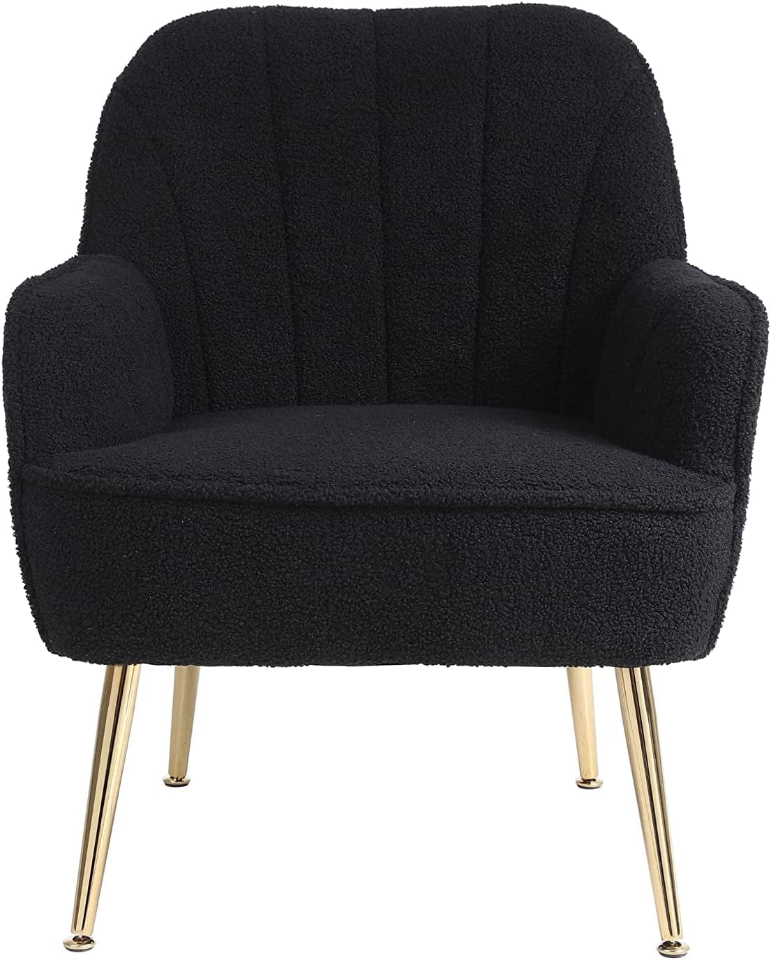 Golden-Legged Black Teddy Chair for Home Office - Image 2