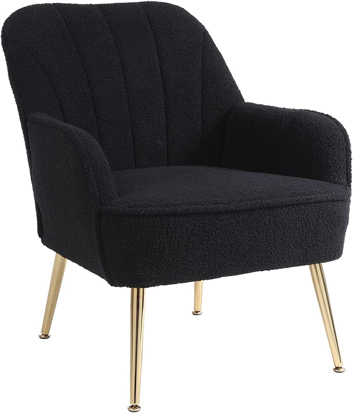 Golden-Legged Black Teddy Chair for Home Office - Image 3