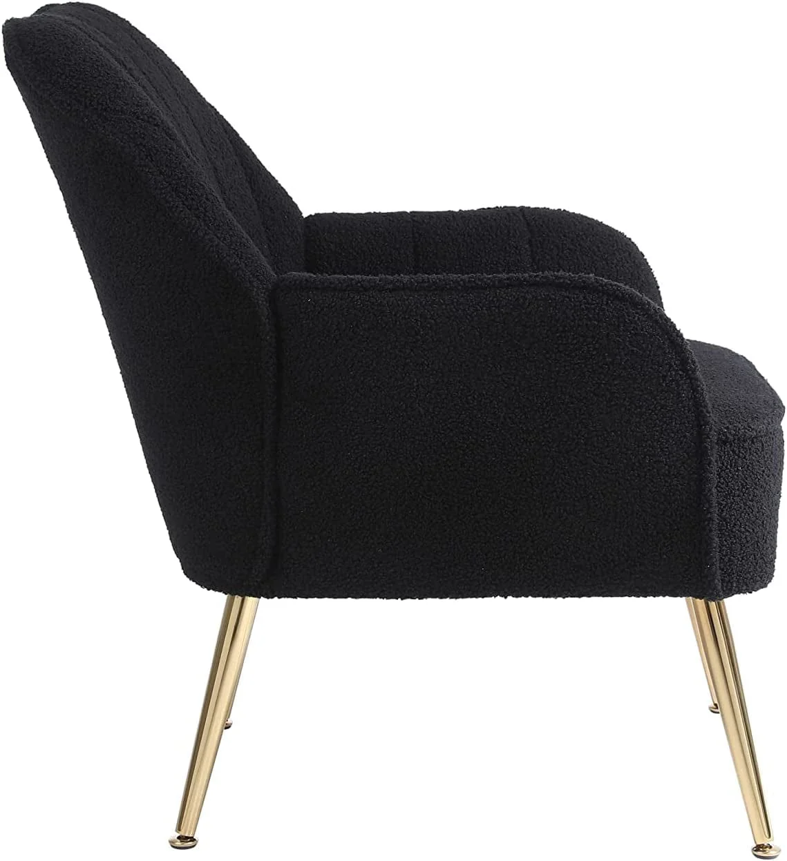 Golden-Legged Black Teddy Chair for Home Office - Image 4