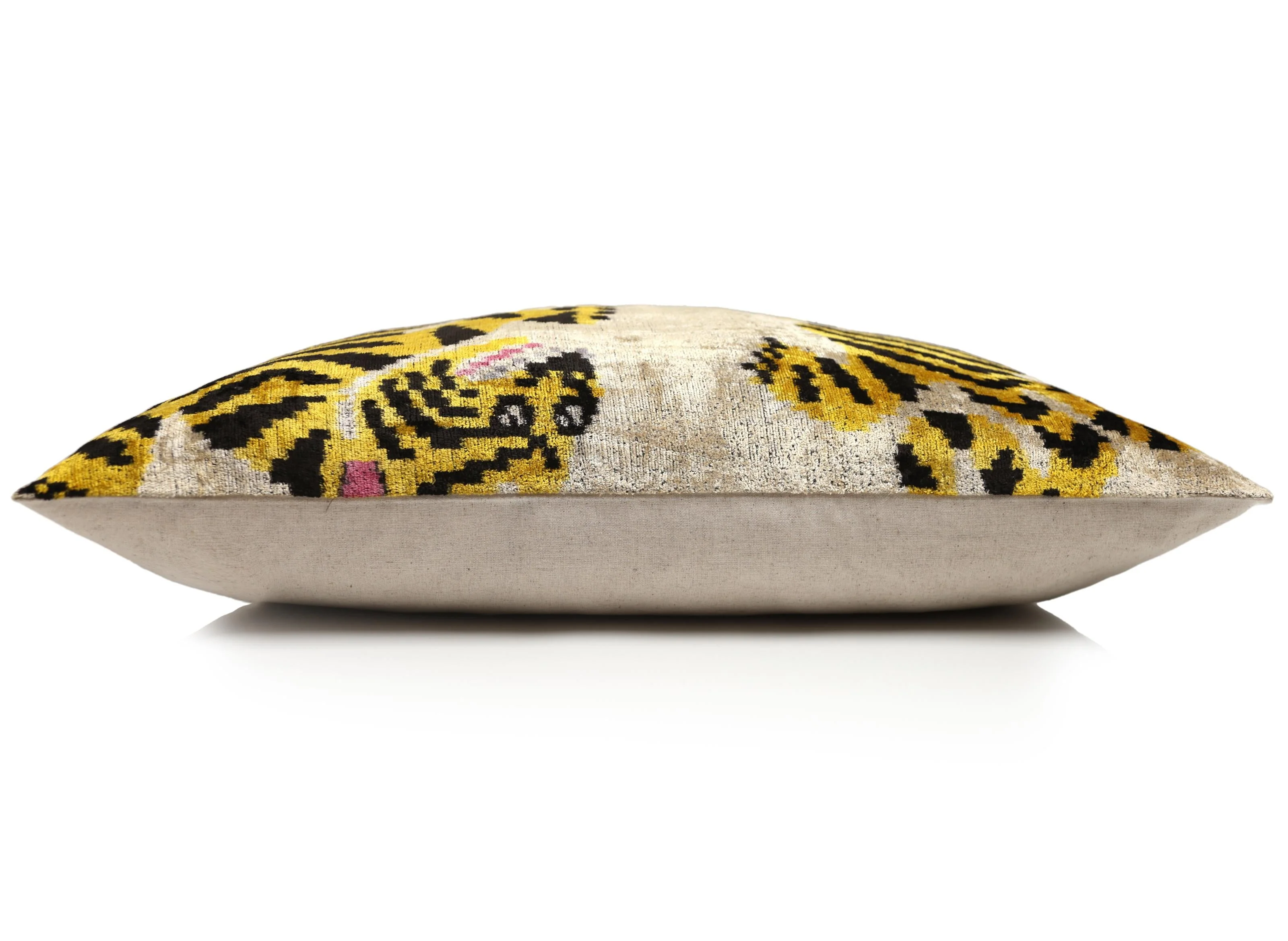 Golden Tiger Silk Velvet Lumbar Pillow – 16x24 Handmade Designer Cushion - Image 4