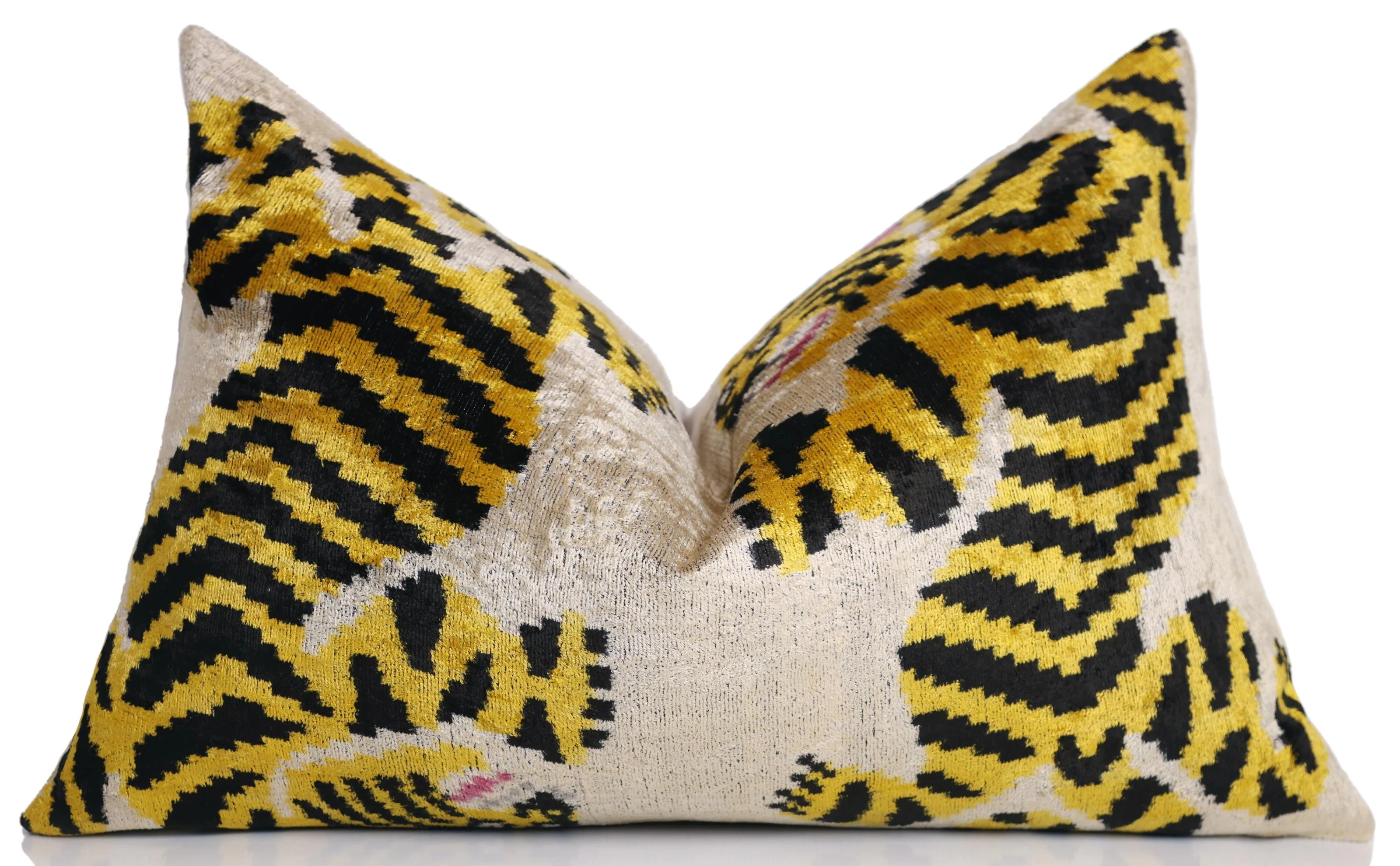 Golden Tiger Silk Velvet Lumbar Pillow – 16x24 Handmade Designer Cushion - Image 5
