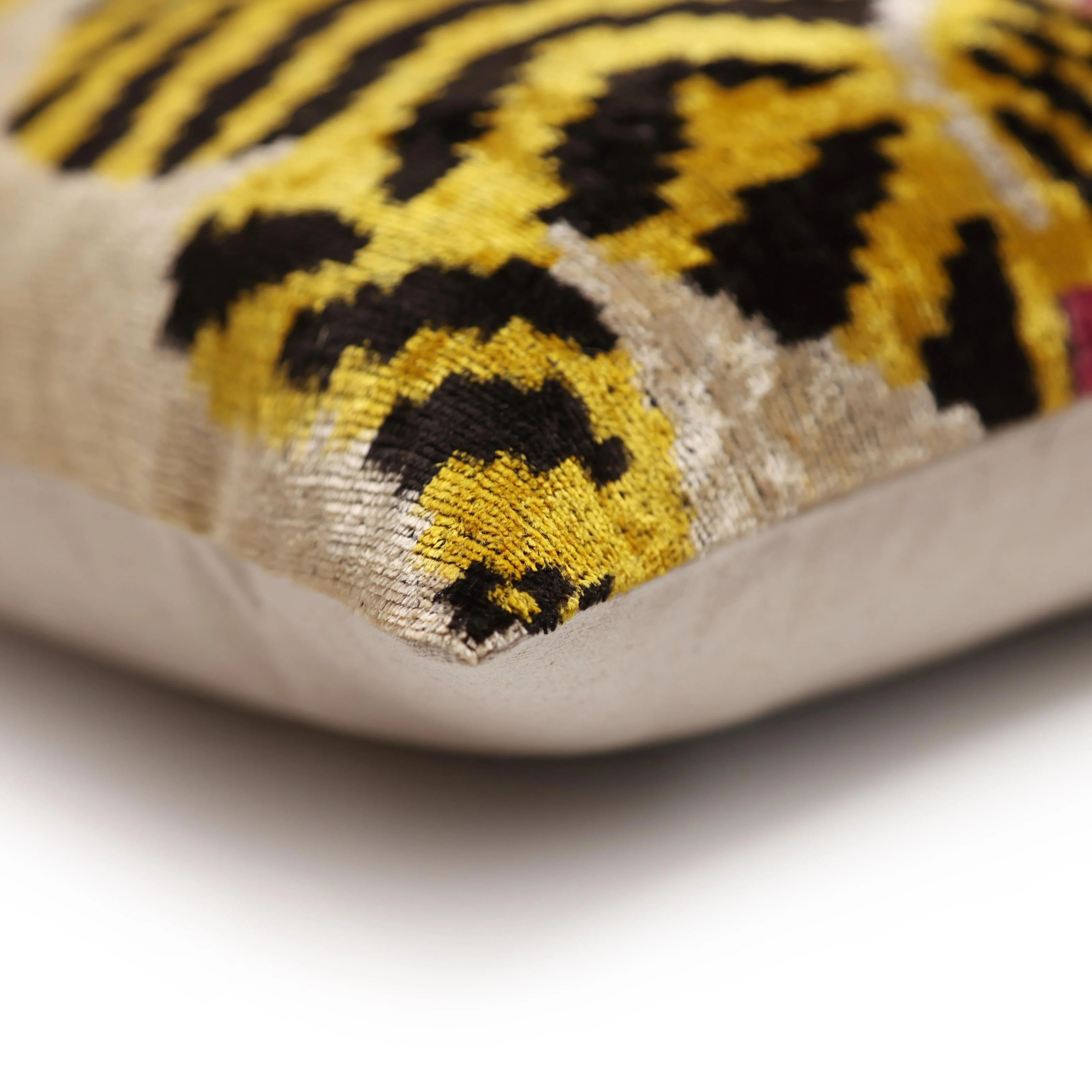 Golden Tiger Silk Velvet Lumbar Pillow – 16x24 Handmade Designer Cushion - Image 8