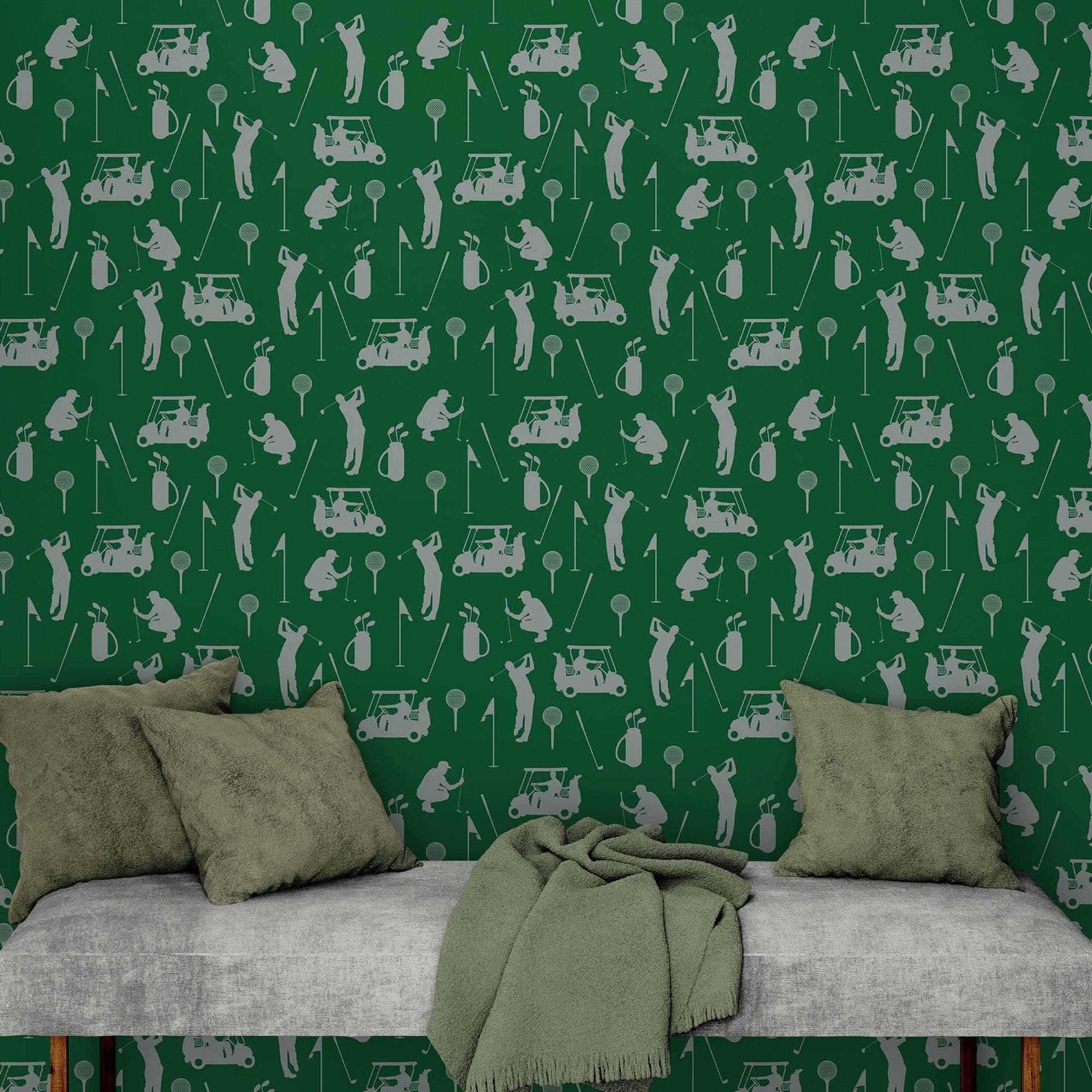 Golf Pattern Green Wallpaper Mural. #6746 - Image 6