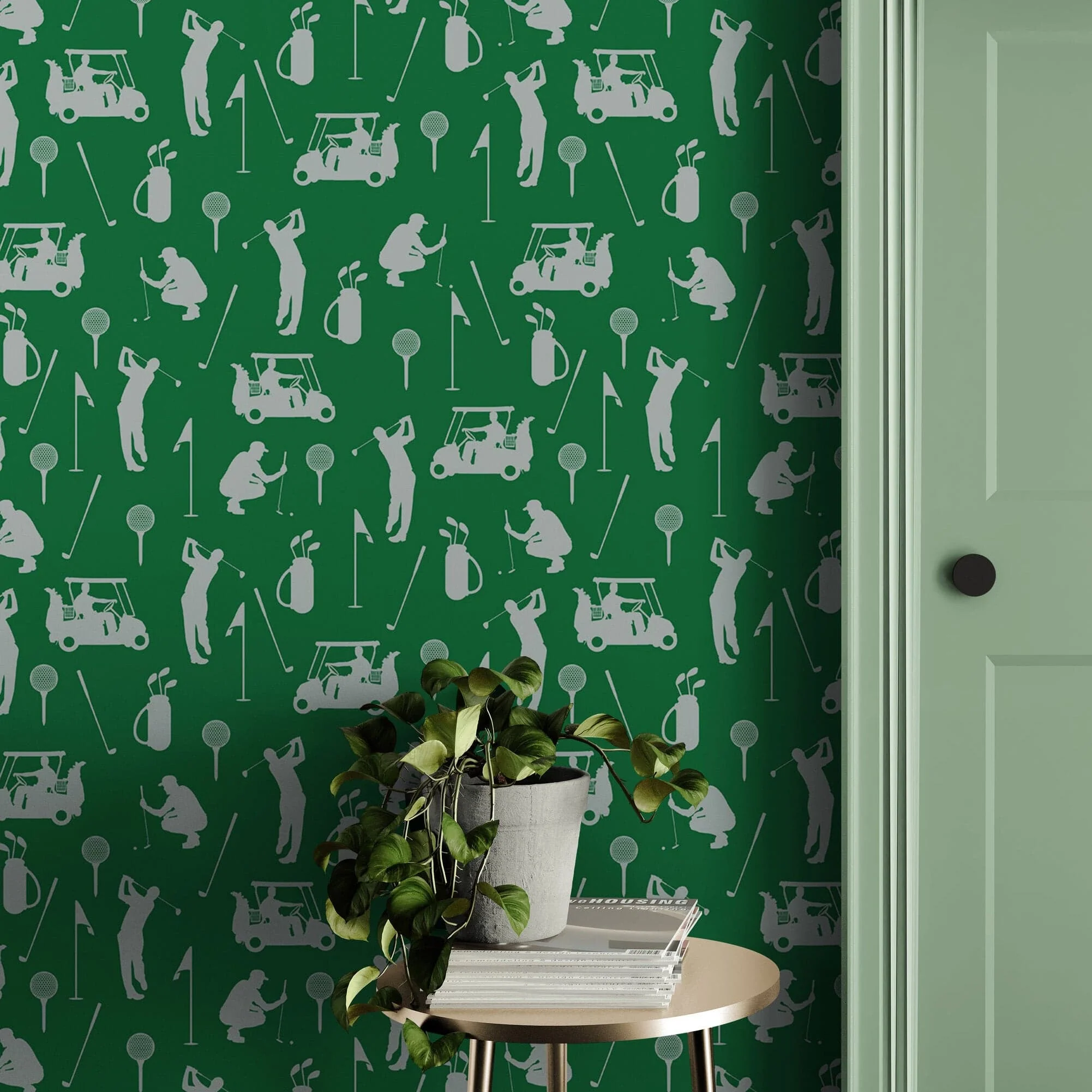 Golf Pattern Green Wallpaper Mural. #6746 - Image 8